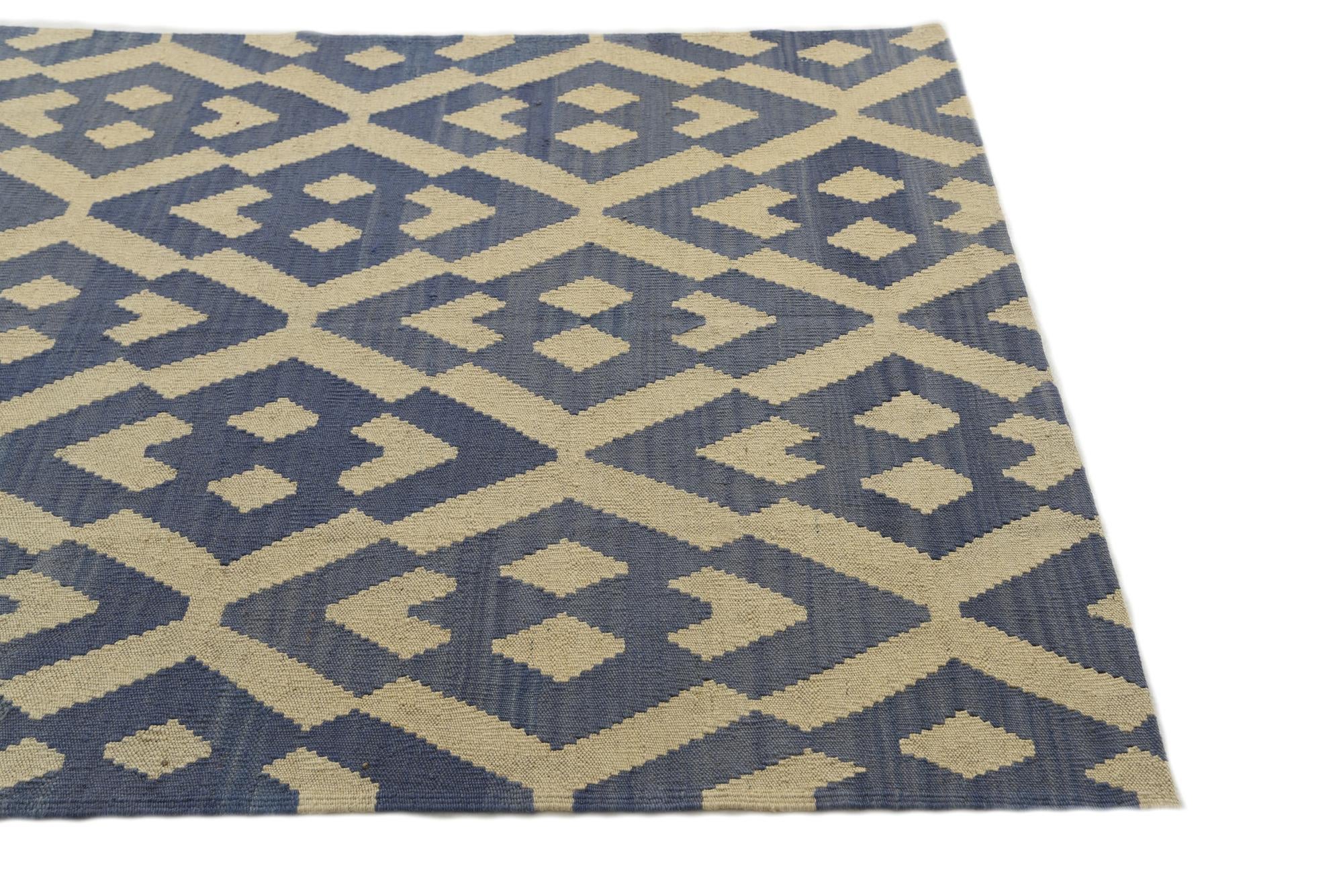 4' 2 x 5' 6 Hand Woven Kilim Modern Wool Rug