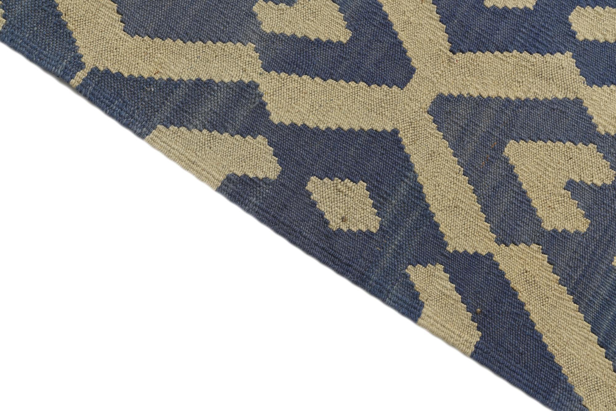 4' 2 x 5' 6 Hand Woven Kilim Modern Wool Rug