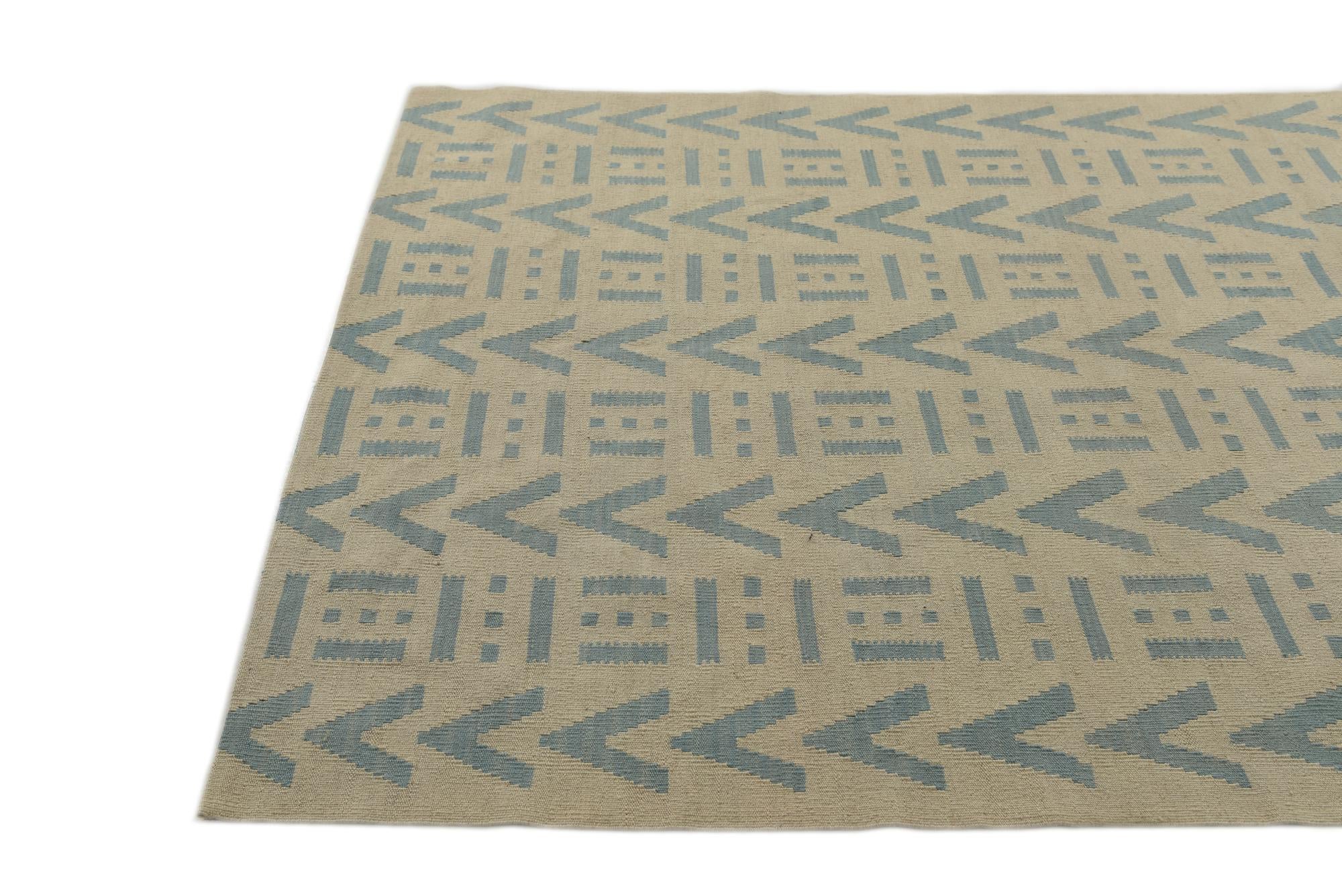 5' x 6' 1 Hand Woven Kilim Modern Wool Rug