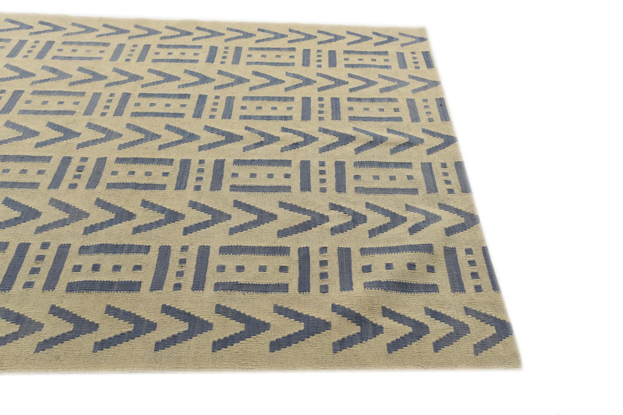 4' 10 x 6' 7 Hand Woven Kilim Modern Wool Rug