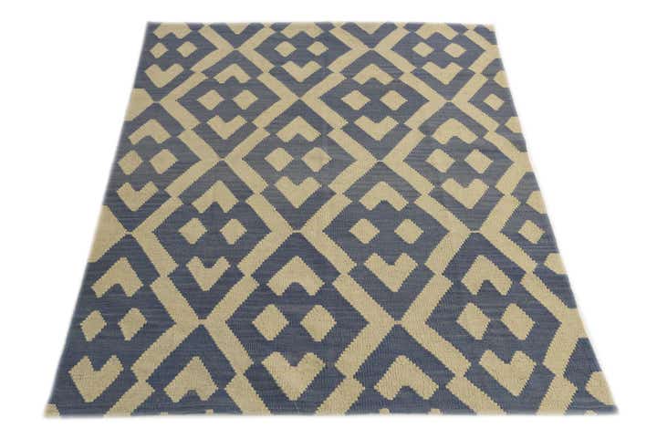4' 1 x 5' 6 Hand Woven Kilim Modern Wool Rug