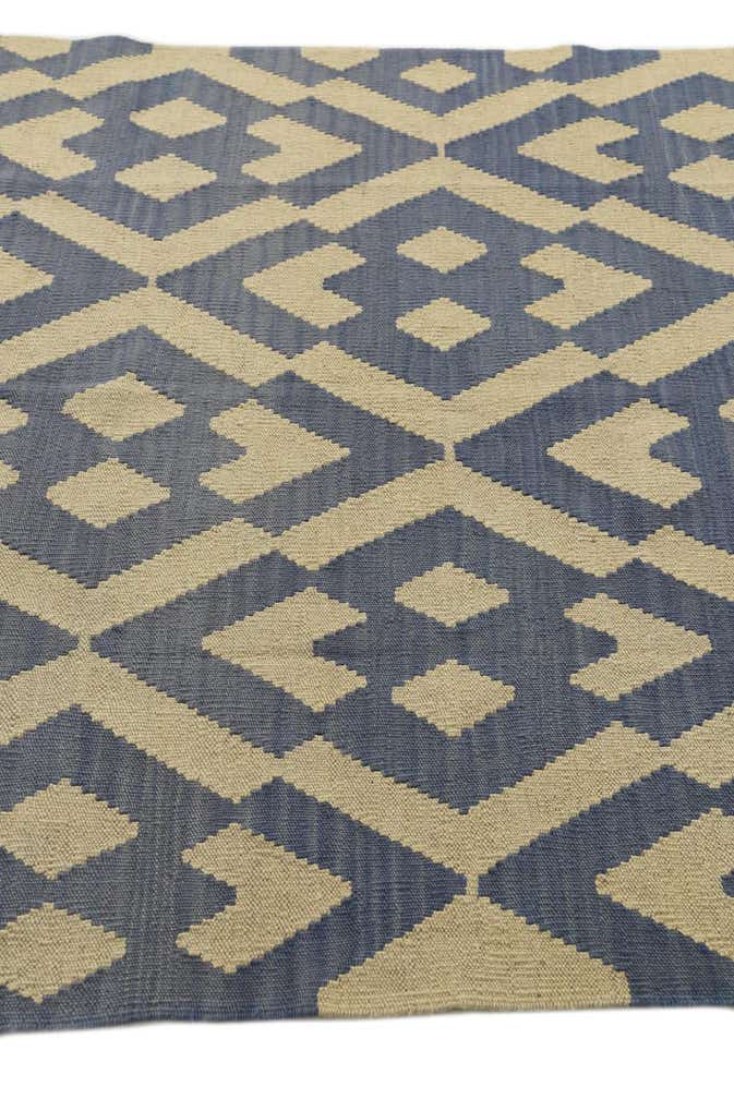 4' 1 x 5' 6 Hand Woven Kilim Modern Wool Rug
