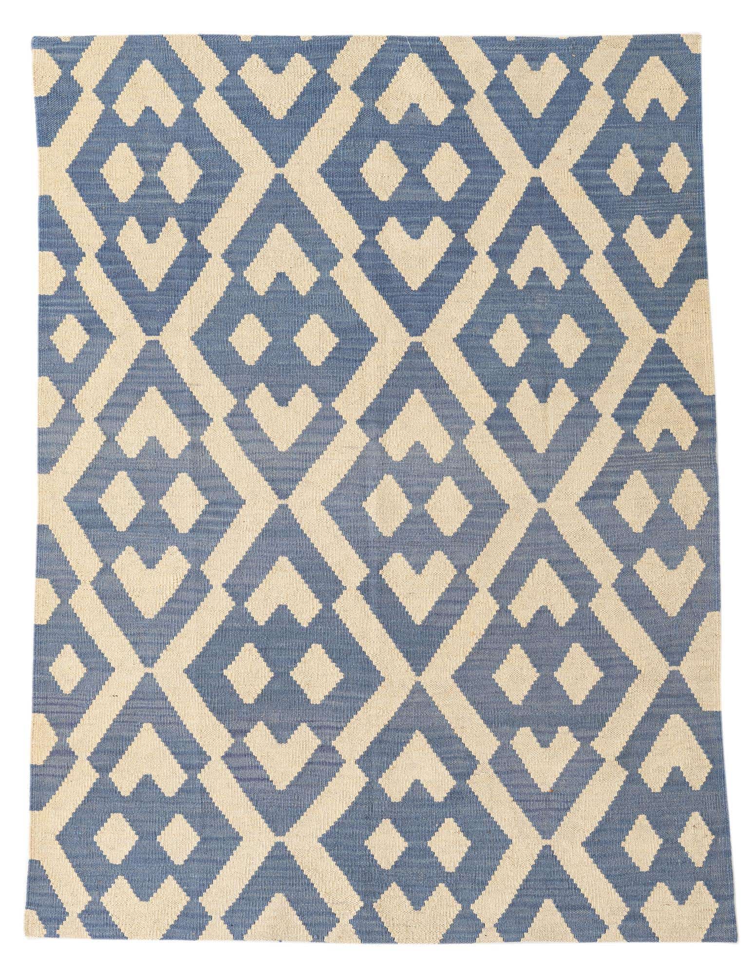 4' 1 x 5' 6 Hand Woven Kilim Modern Wool Rug
