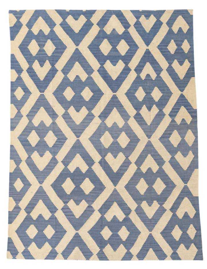 4' 1 x 5' 6 Hand Woven Kilim Modern Wool Rug