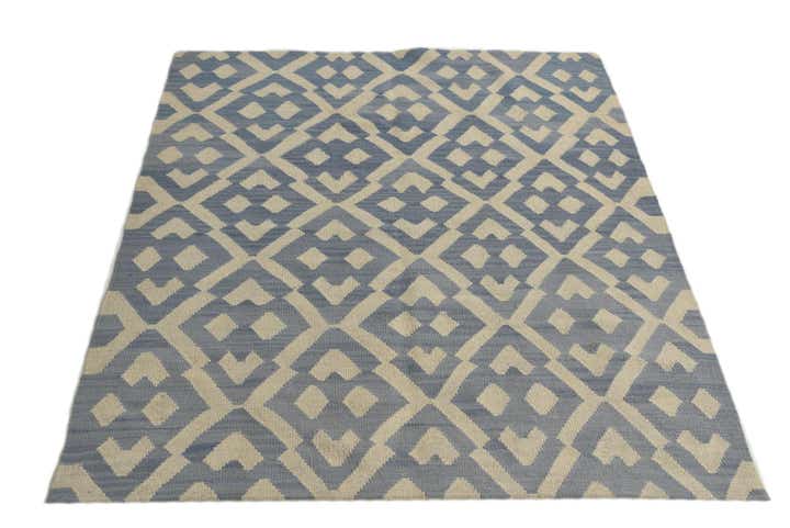 4' 6 x 5' 6 Hand Woven Kilim Modern Wool Rug
