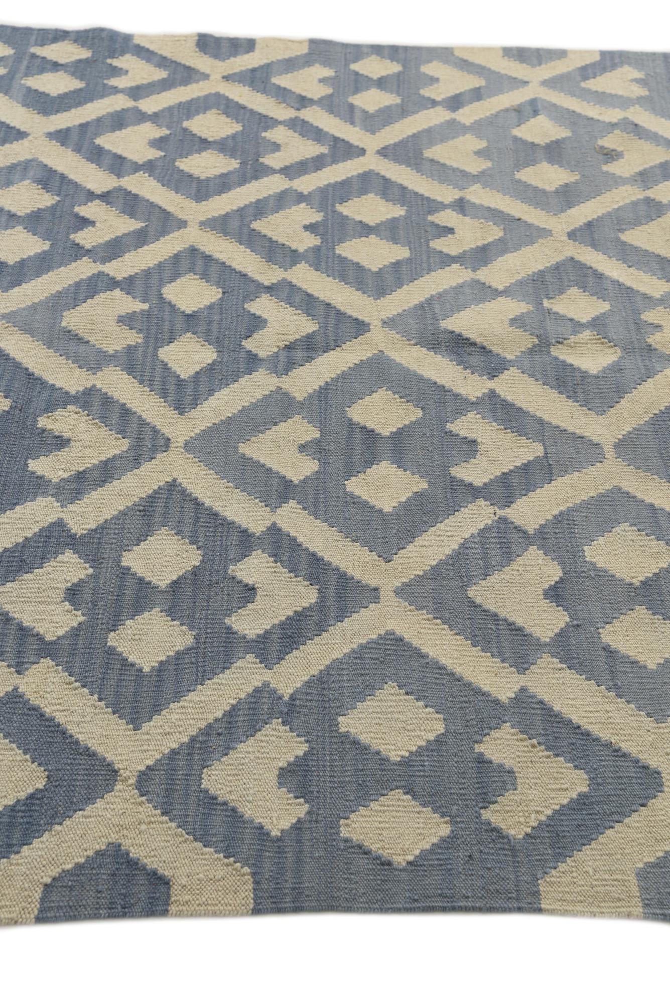 4' 6 x 5' 6 Hand Woven Kilim Modern Wool Rug