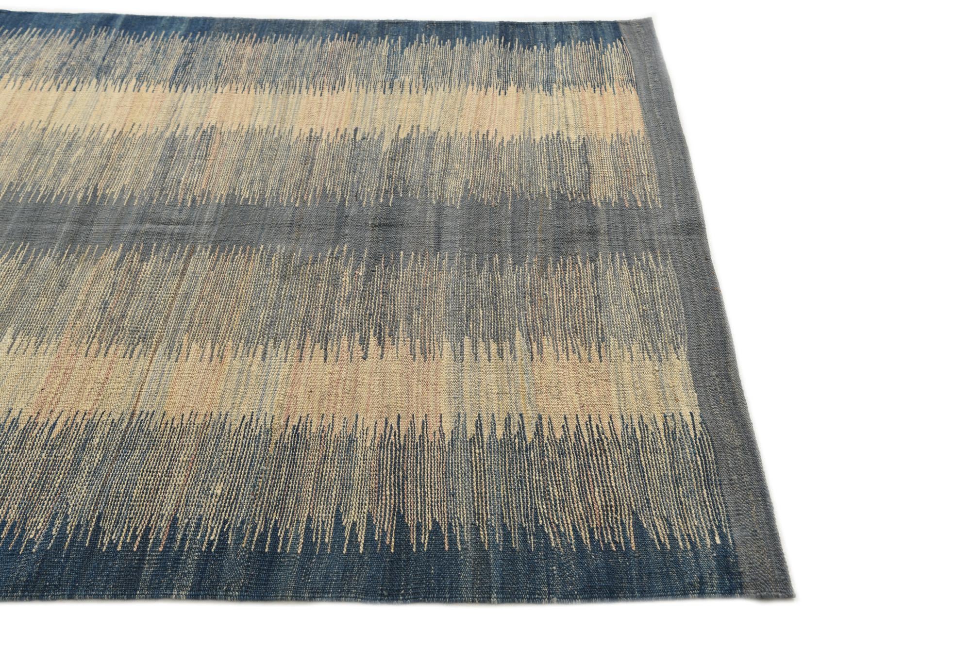 4' 3 x 5' 10 Hand Woven Kilim Modern Wool Rug