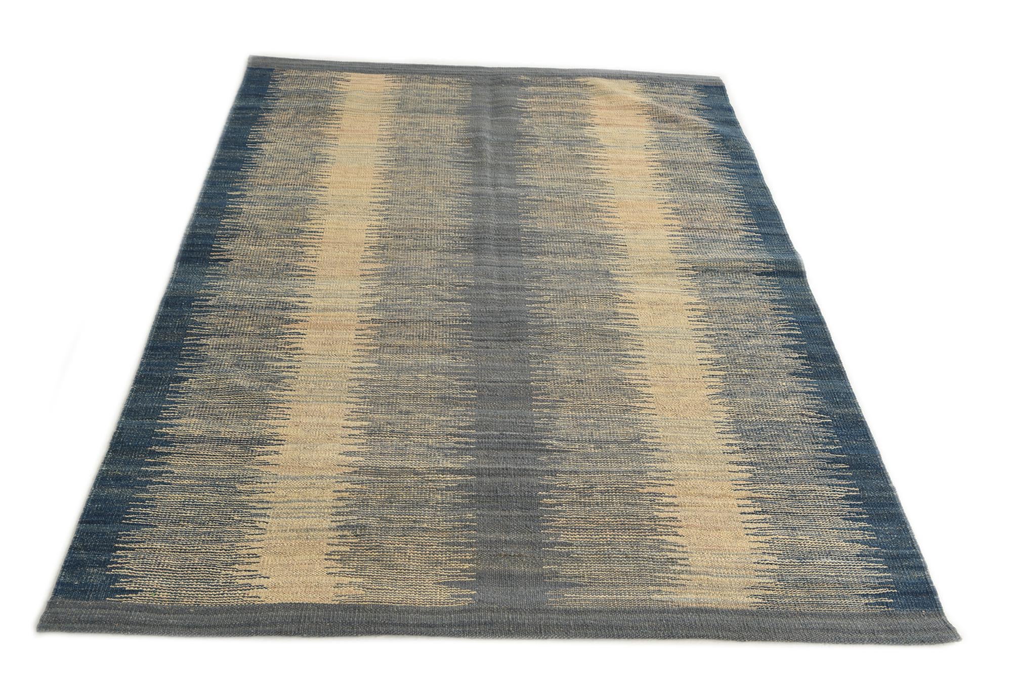 4' 5 x 5' 10 Hand Woven Kilim Modern Wool Rug