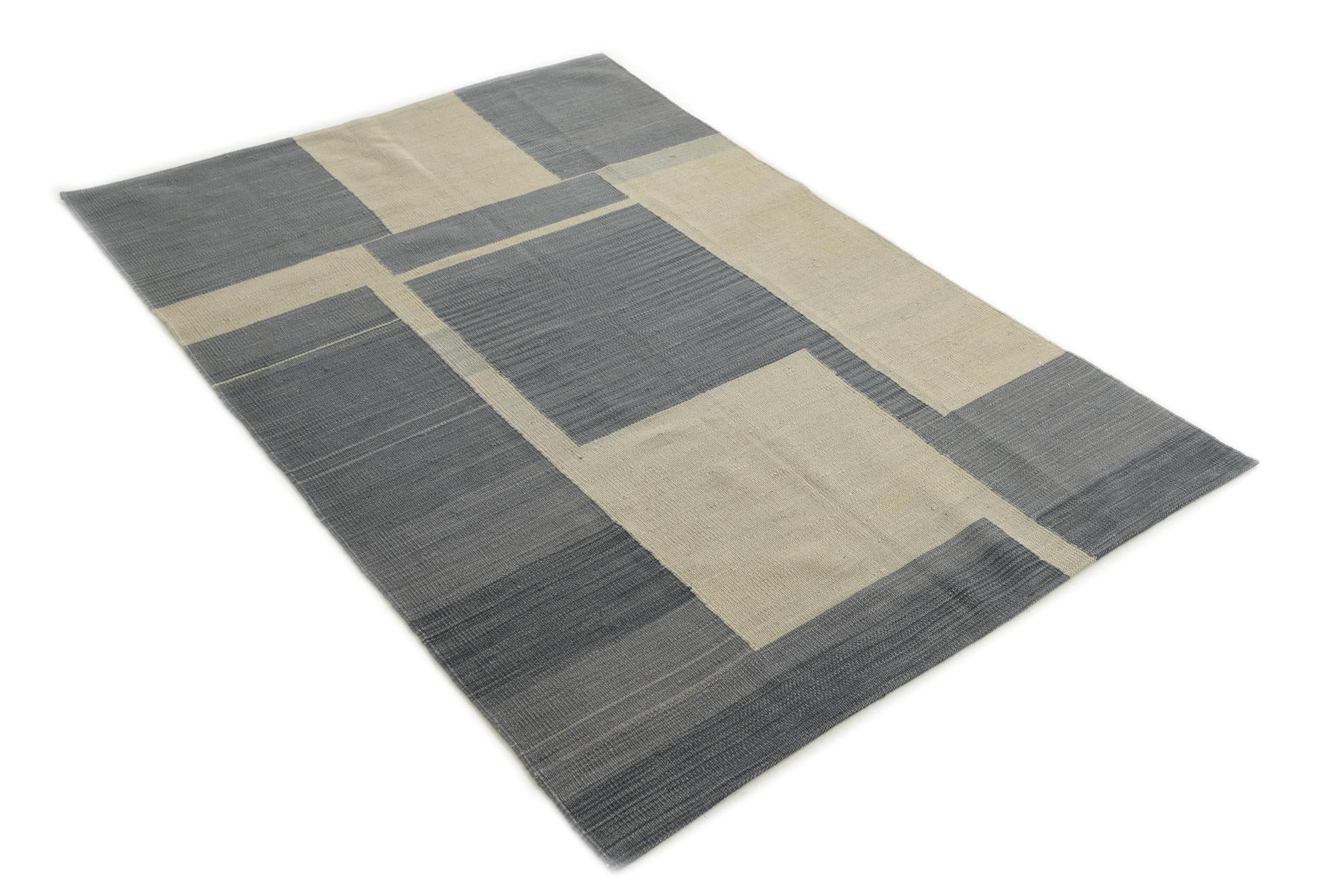 4' 1 x 5' 10 Hand Woven Kilim Modern Wool Rug
