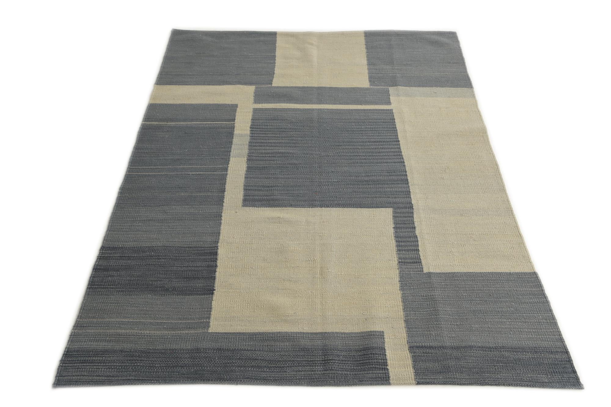 4' 1 x 5' 10 Hand Woven Kilim Modern Wool Rug
