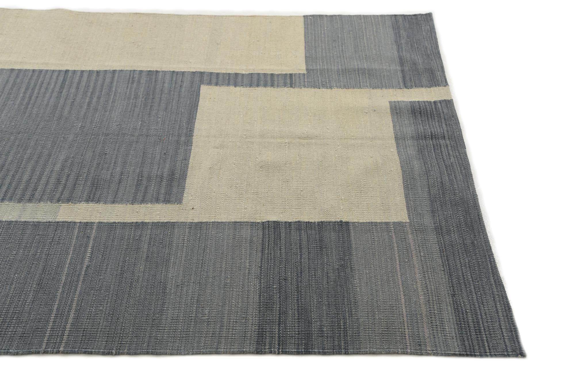 4' 1 x 5' 10 Hand Woven Kilim Modern Wool Rug