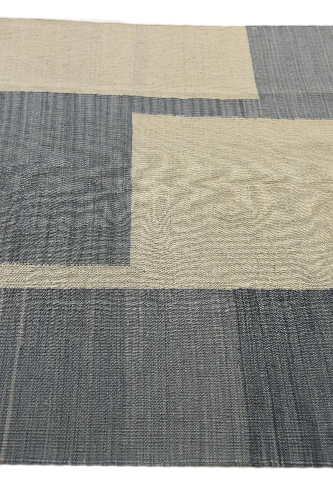 4' 1 x 5' 10 Hand Woven Kilim Modern Wool Rug