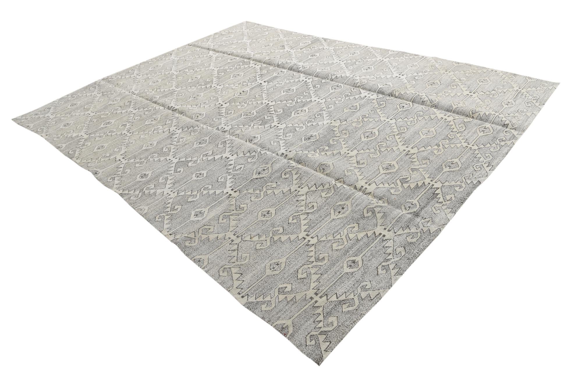 10' x 12' 8 Hand Woven Kilim Modern Wool Rug