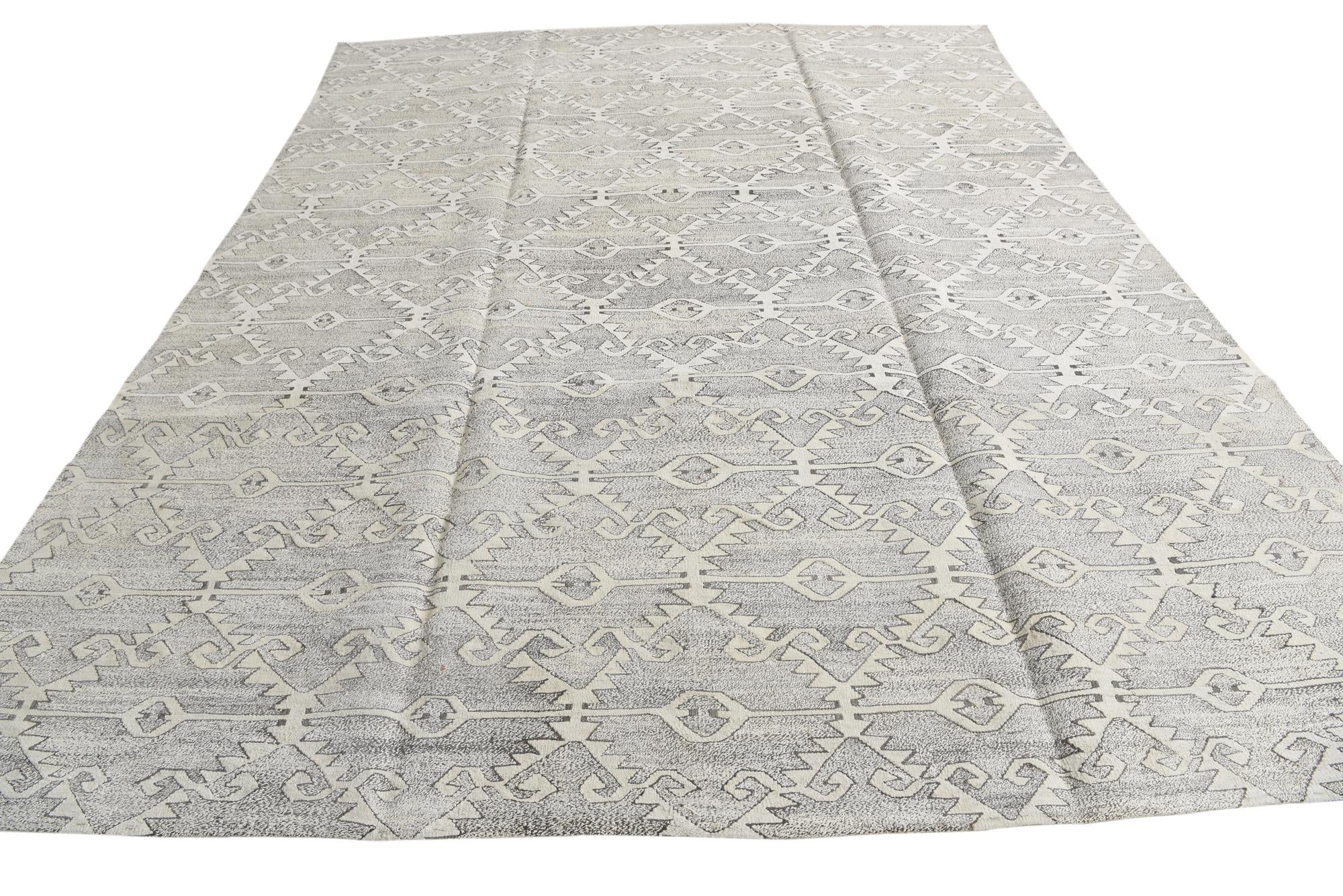 10' x 12' 8 Hand Woven Kilim Modern Wool Rug