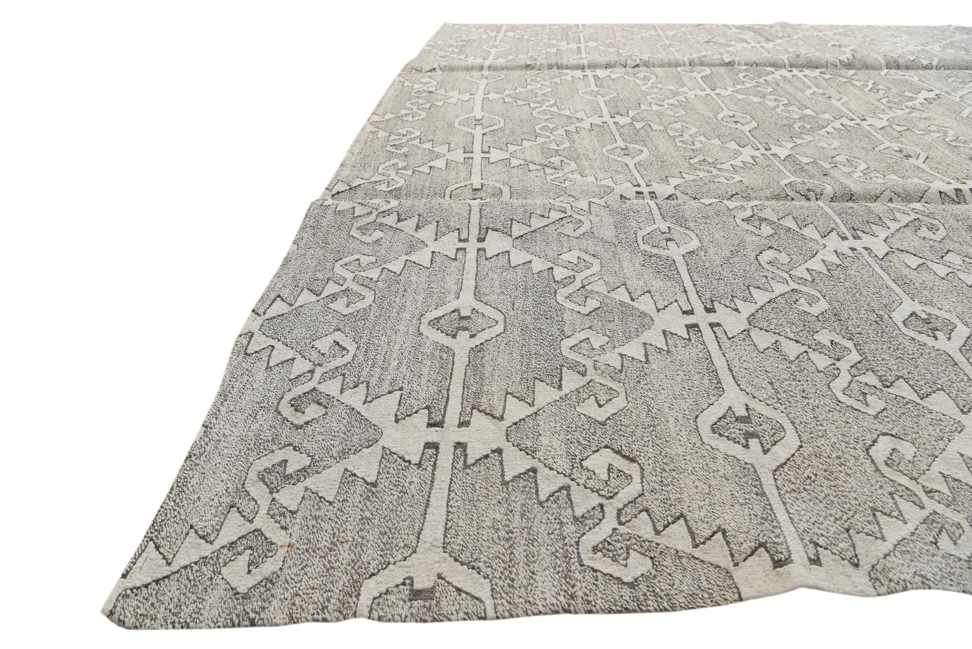 10' x 12' 8 Hand Woven Kilim Modern Wool Rug