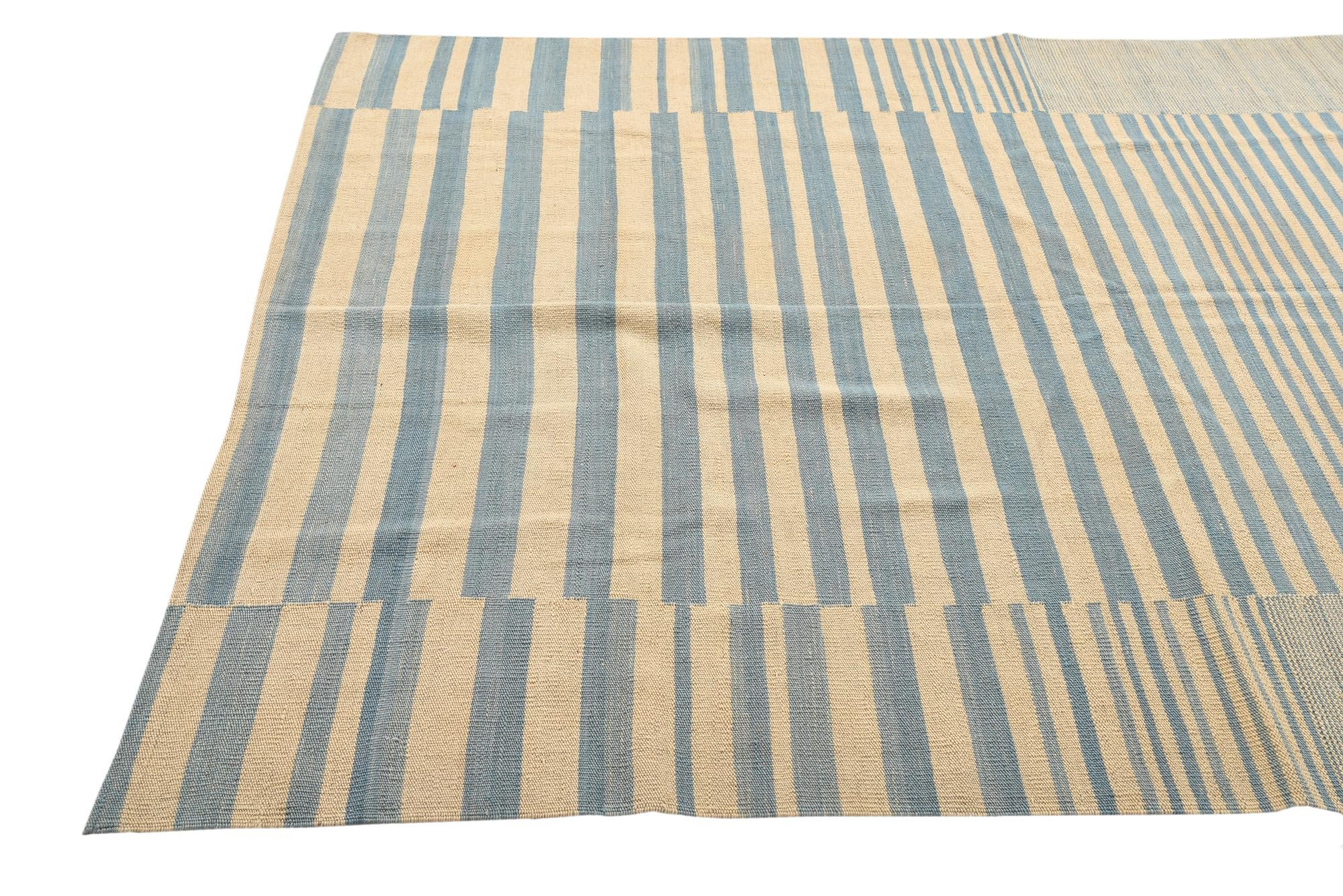 5' 7 x 7' 4 Hand Woven Kilim Modern Wool Rug