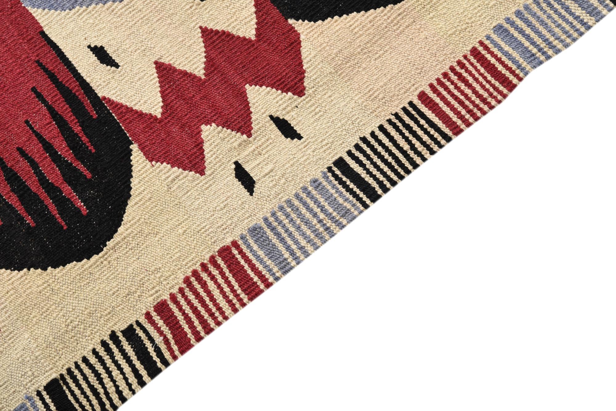 6' 1 x 7' 8 Hand Woven Kilim Modern Wool Rug
