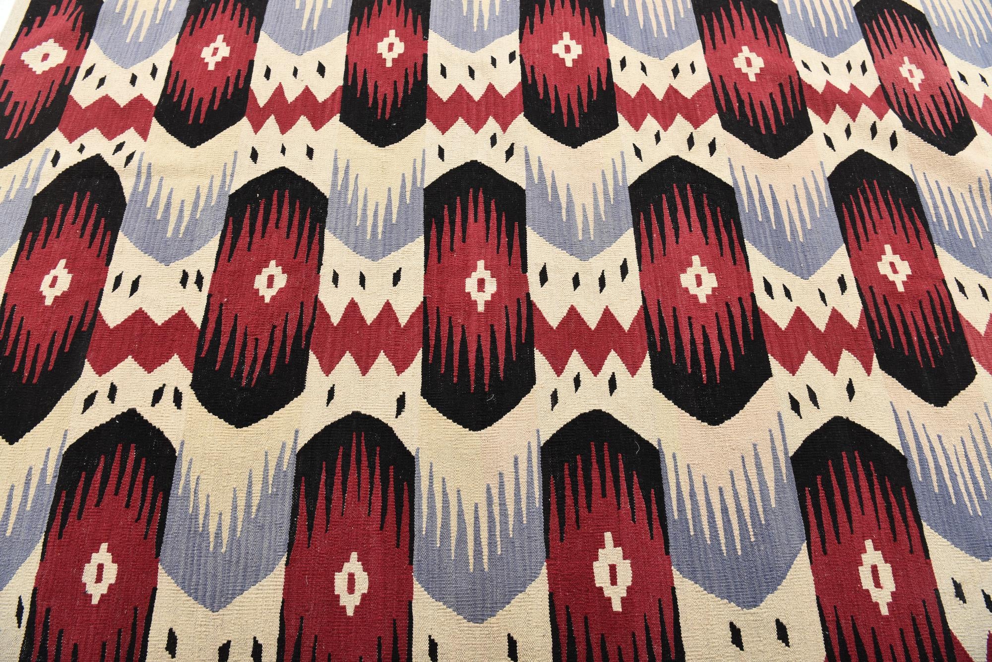 6' 1 x 7' 8 Hand Woven Kilim Modern Wool Rug