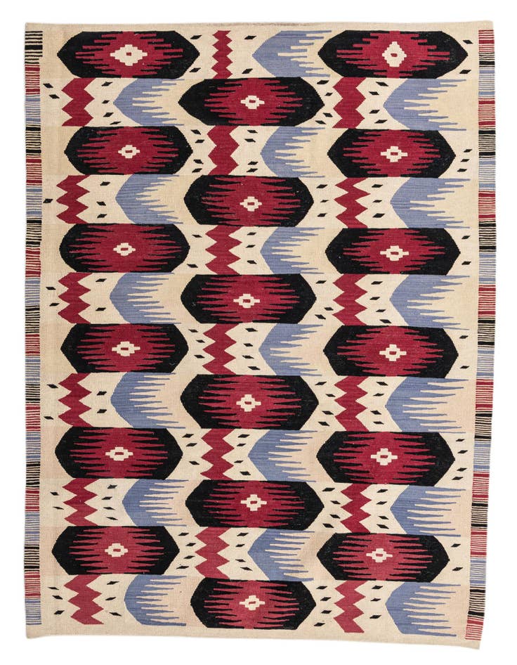 Detail image of 6' 1 x 7' 8 Hand Woven Kilim Modern Wool Rug