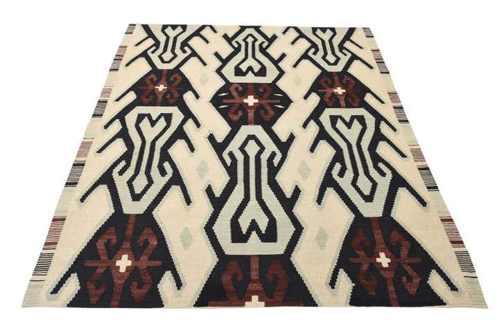 5' 1 x 6' 4 Hand Woven Kilim Modern Wool Rug