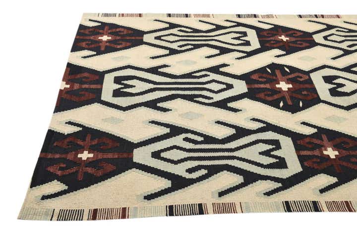 5' 1 x 6' 4 Hand Woven Kilim Modern Wool Rug