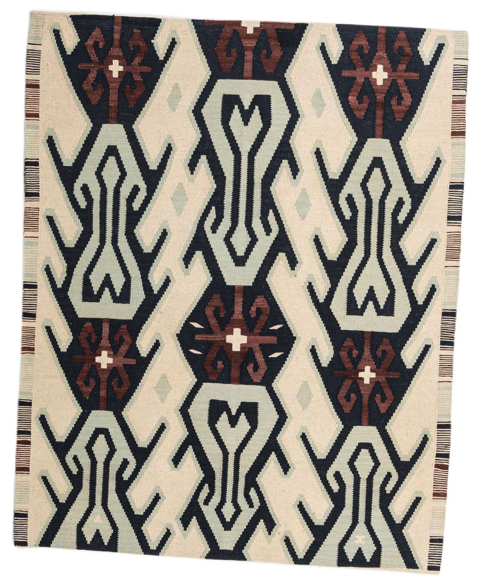 5' 1 x 6' 4 Hand Woven Kilim Modern Wool Rug