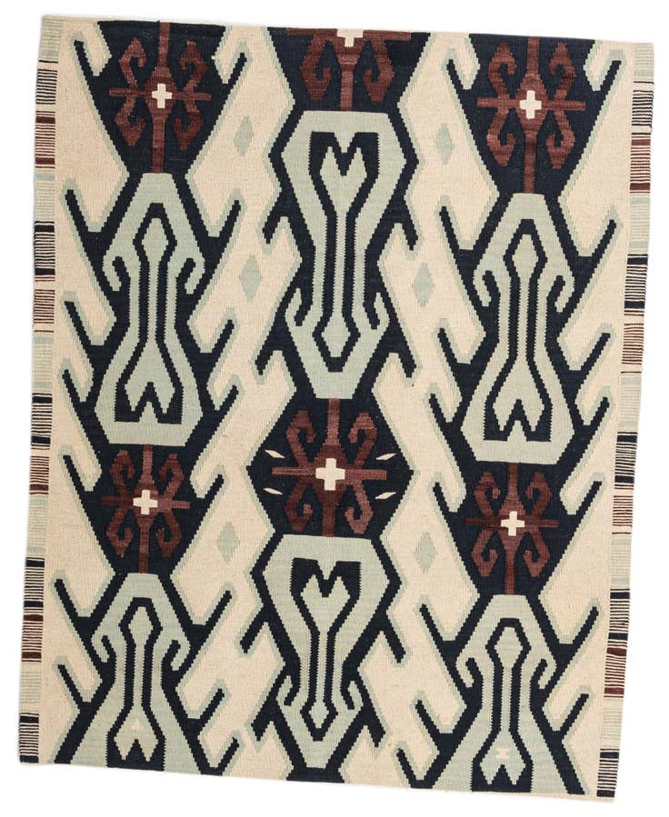 Detail image of 5' 1 x 6' 4 Hand Woven Kilim Modern Wool Rug
