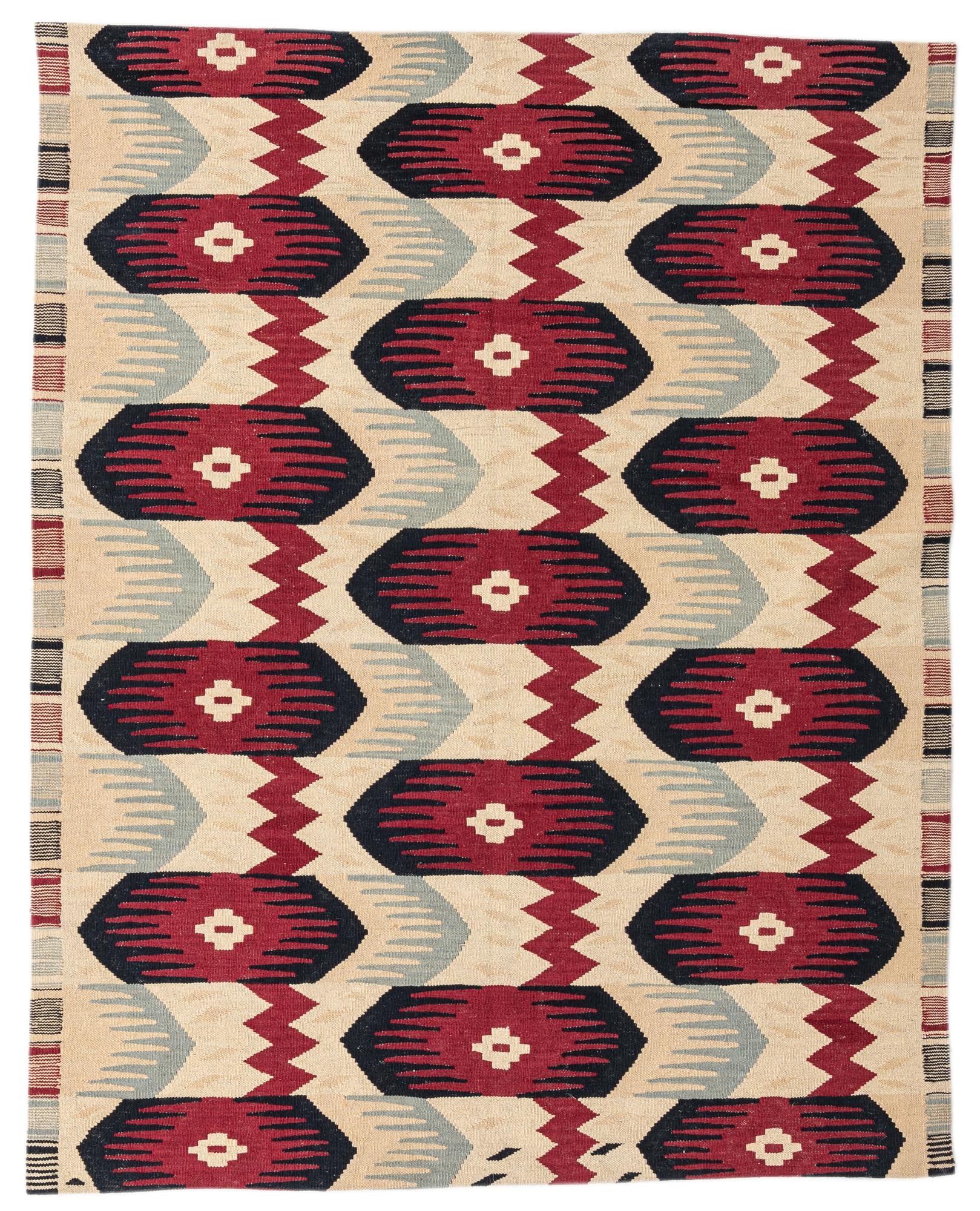 5' 1 x 6' 5 Hand Woven Kilim Modern Wool Rug