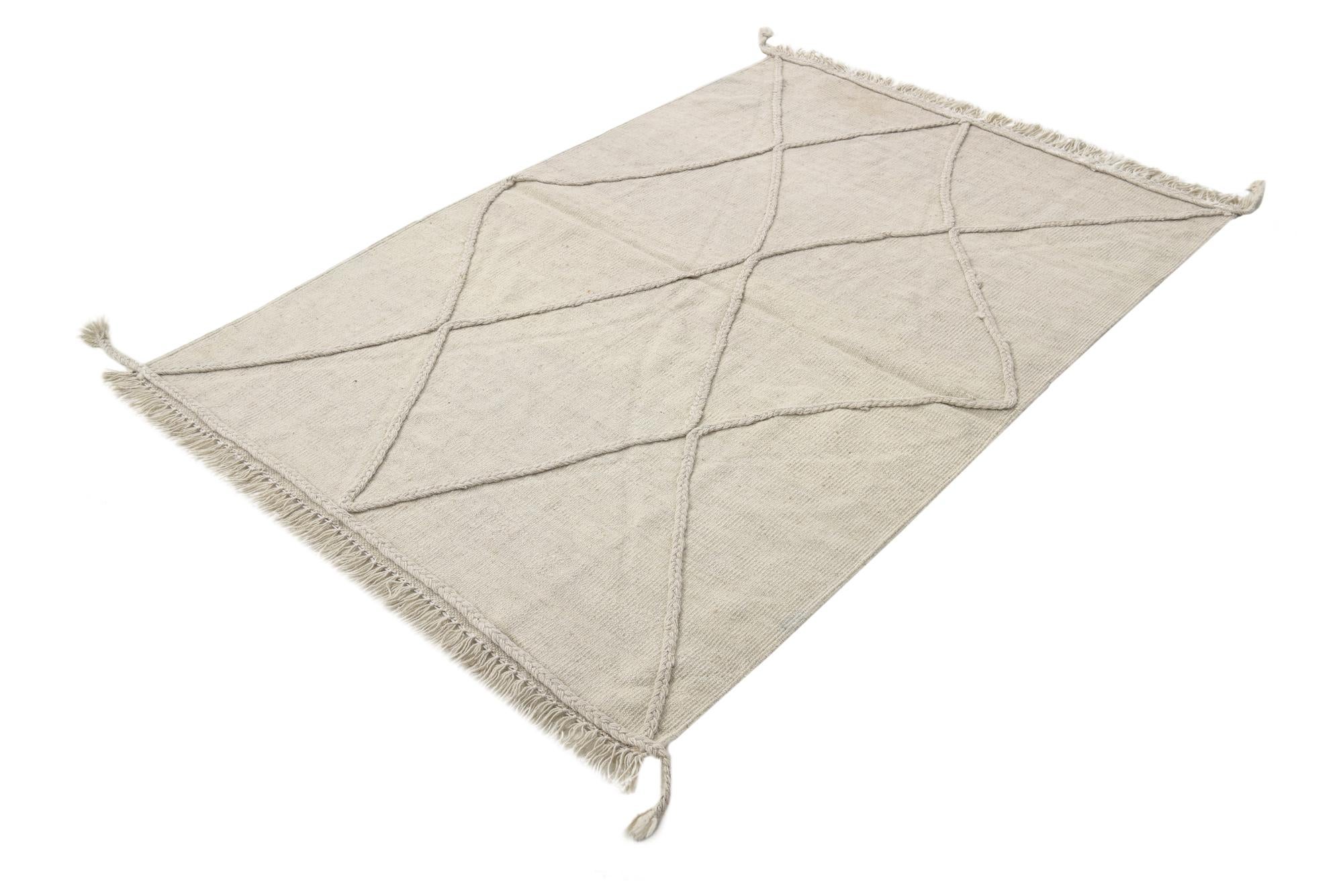 3' 5 x 4' 11 Hand Woven Kilim Modern Wool Rug