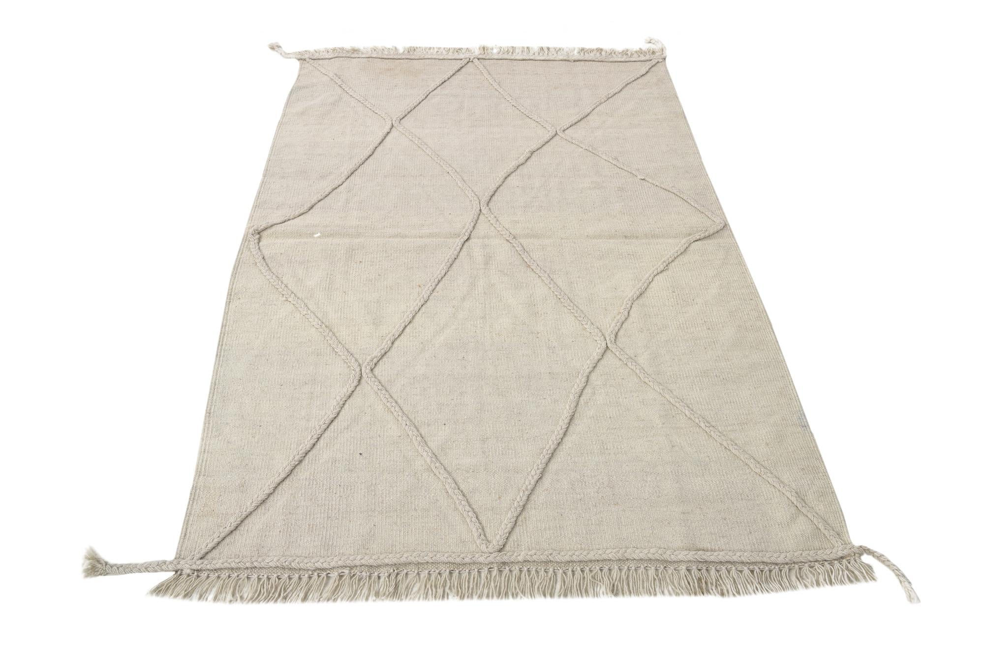 3' 5 x 4' 11 Hand Woven Kilim Modern Wool Rug