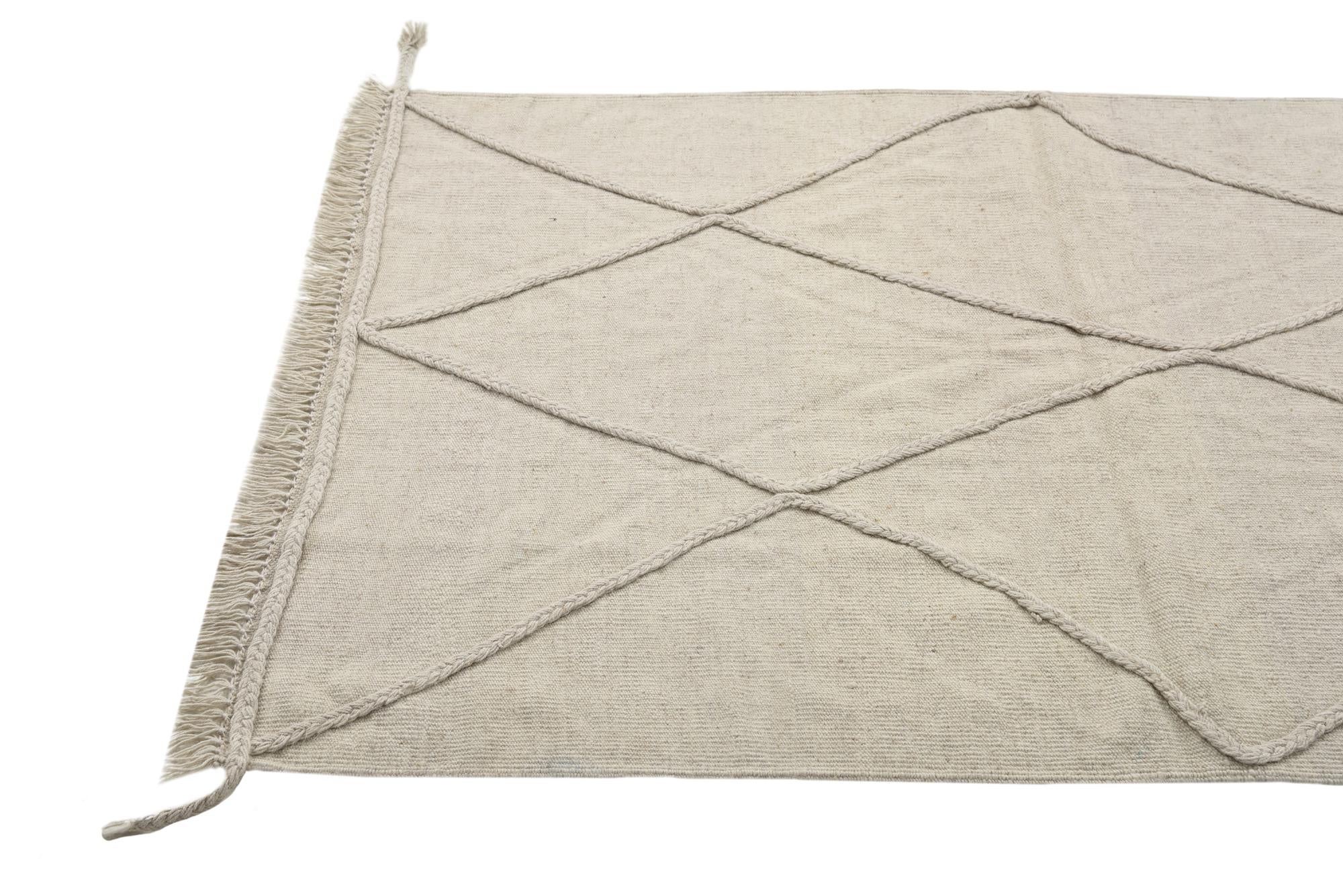 3' 5 x 4' 11 Hand Woven Kilim Modern Wool Rug