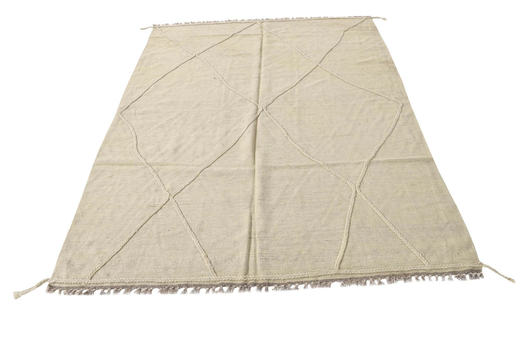 5' 1 x 6' 4 Hand Woven Kilim Modern Wool Rug