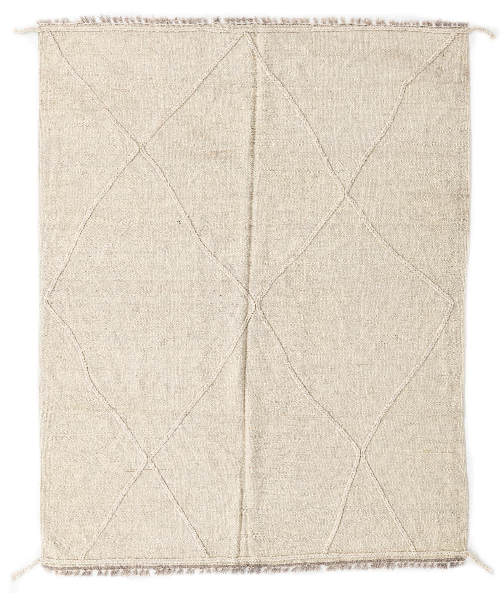 5' 1 x 6' 4 Hand Woven Kilim Modern Wool Rug