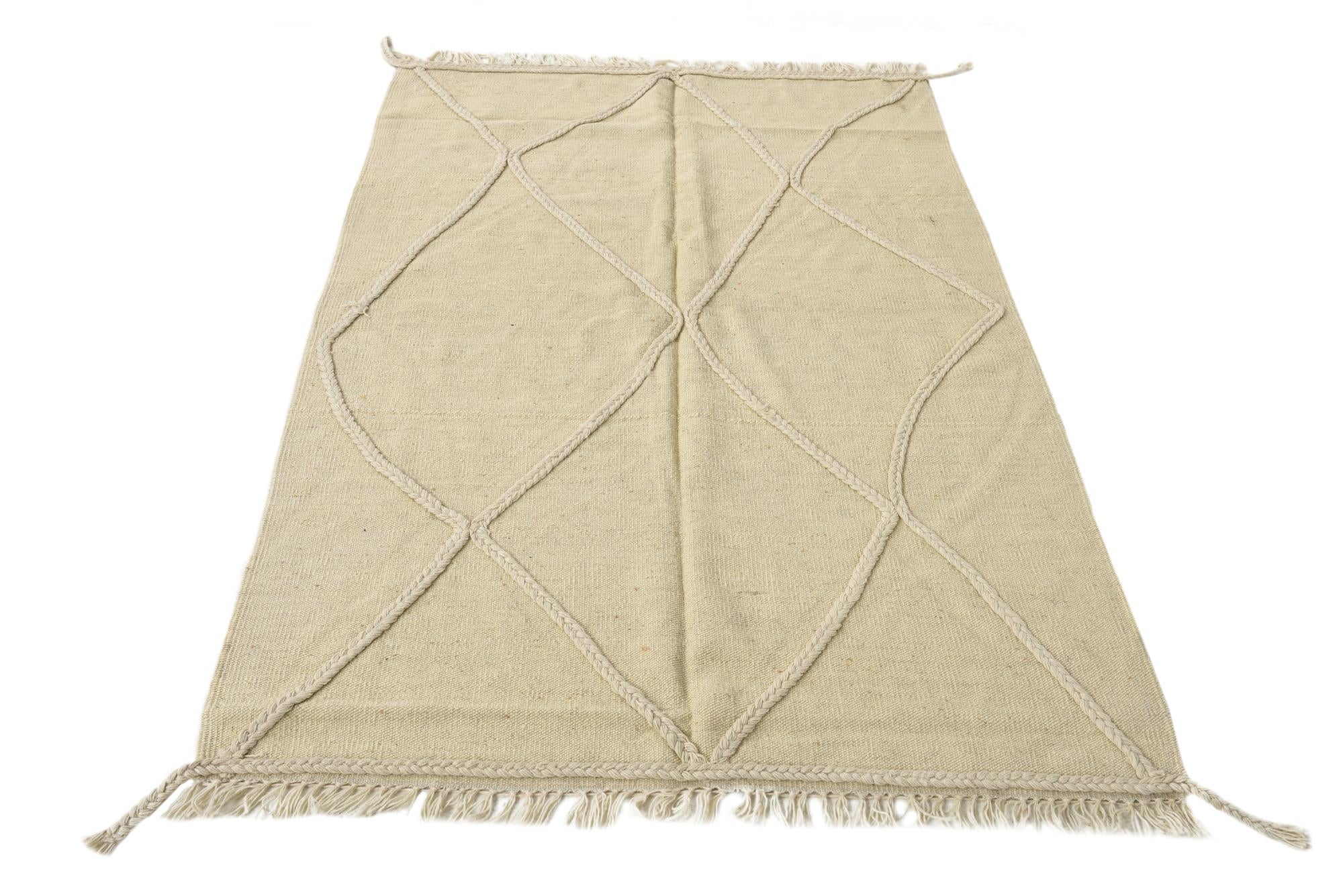 3' 3 x 4' 10 Hand Woven Kilim Modern Wool Rug