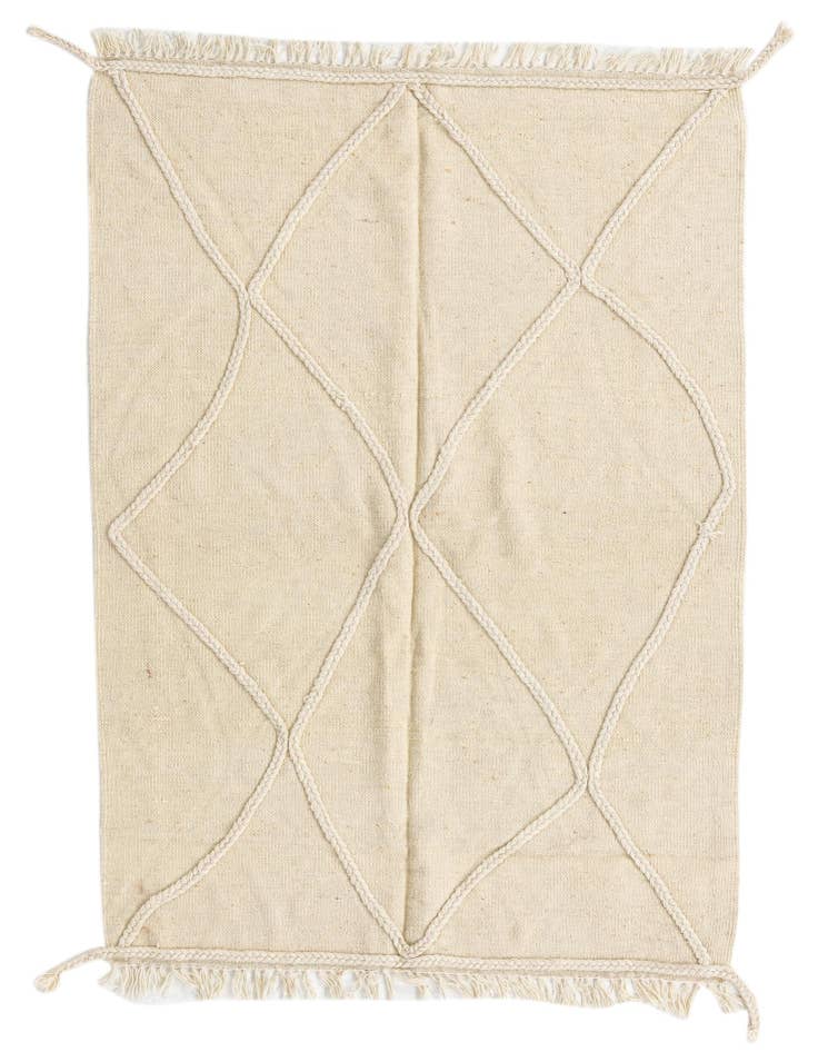 Detail image of 3' 3 x 4' 10 Hand Woven Kilim Modern Wool Rug