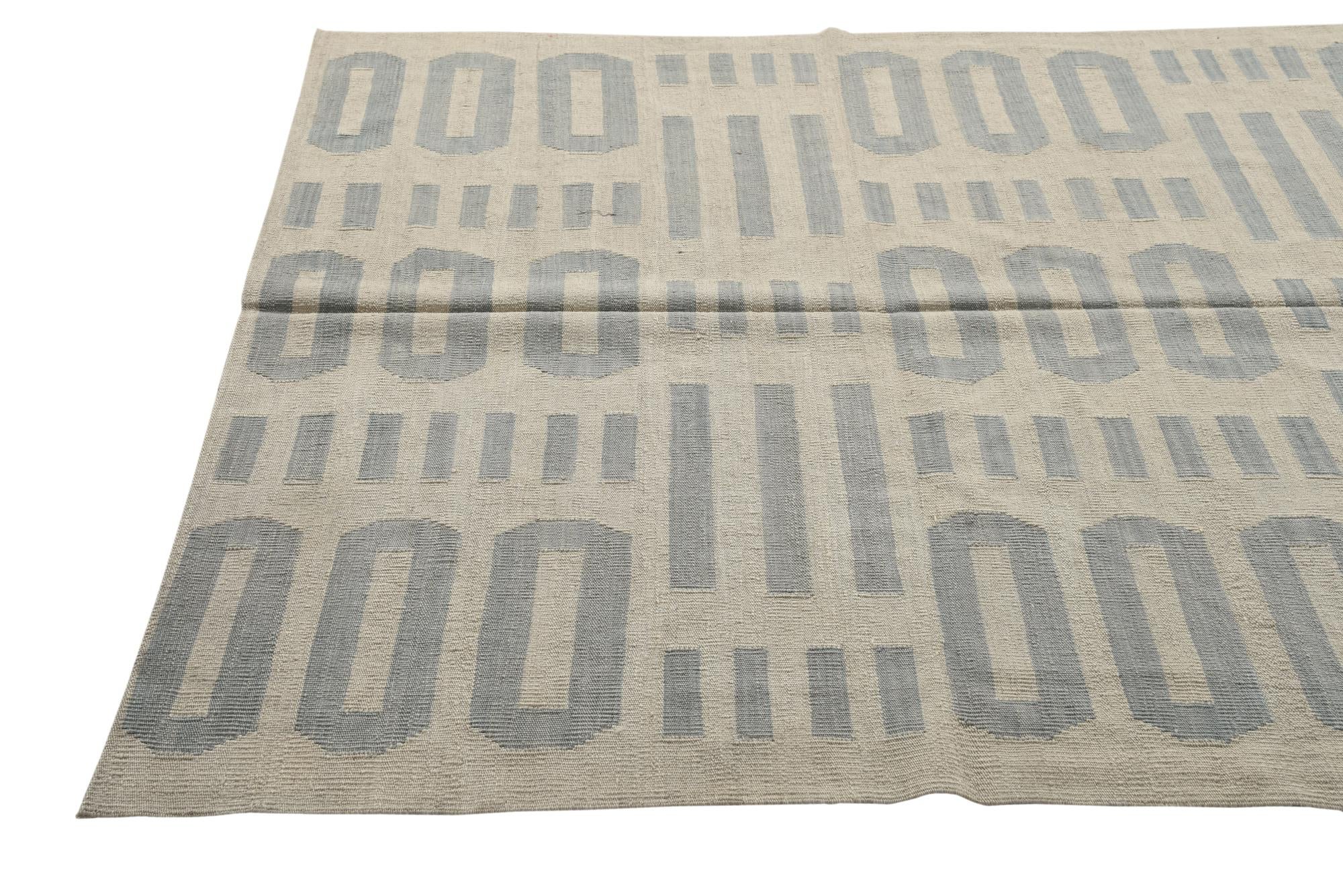 5' x 6' 6 Hand Woven Kilim Modern Wool Rug