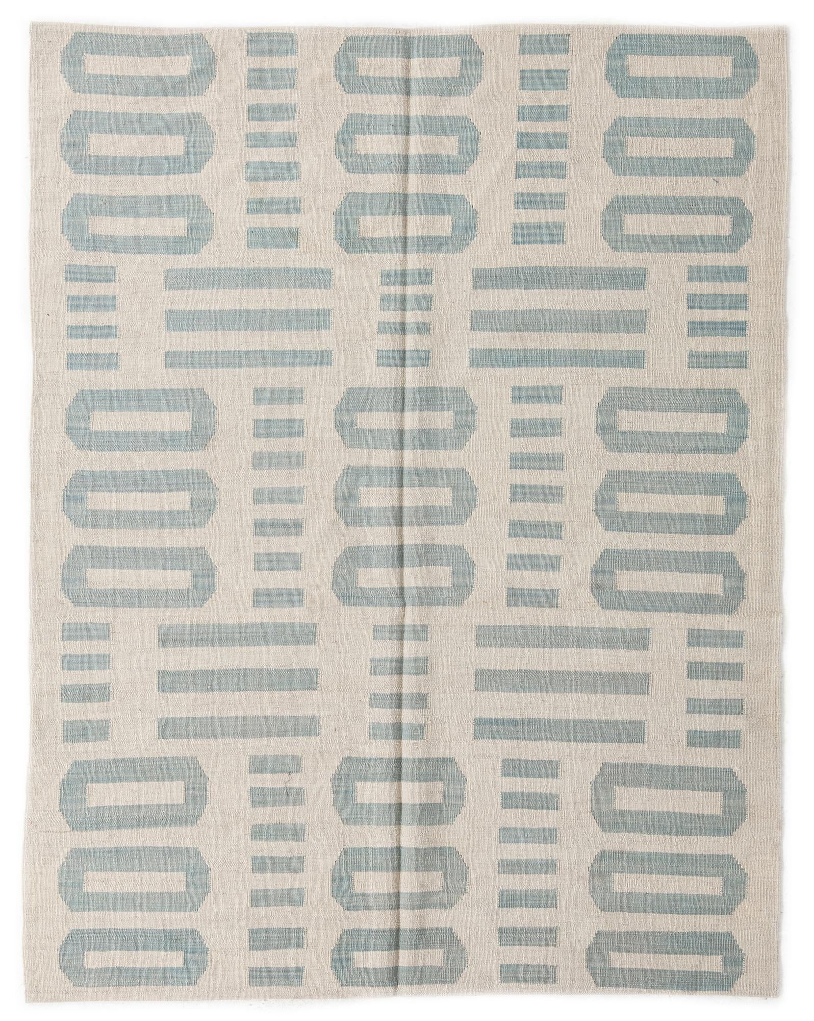 5' x 6' 6 Hand Woven Kilim Modern Wool Rug