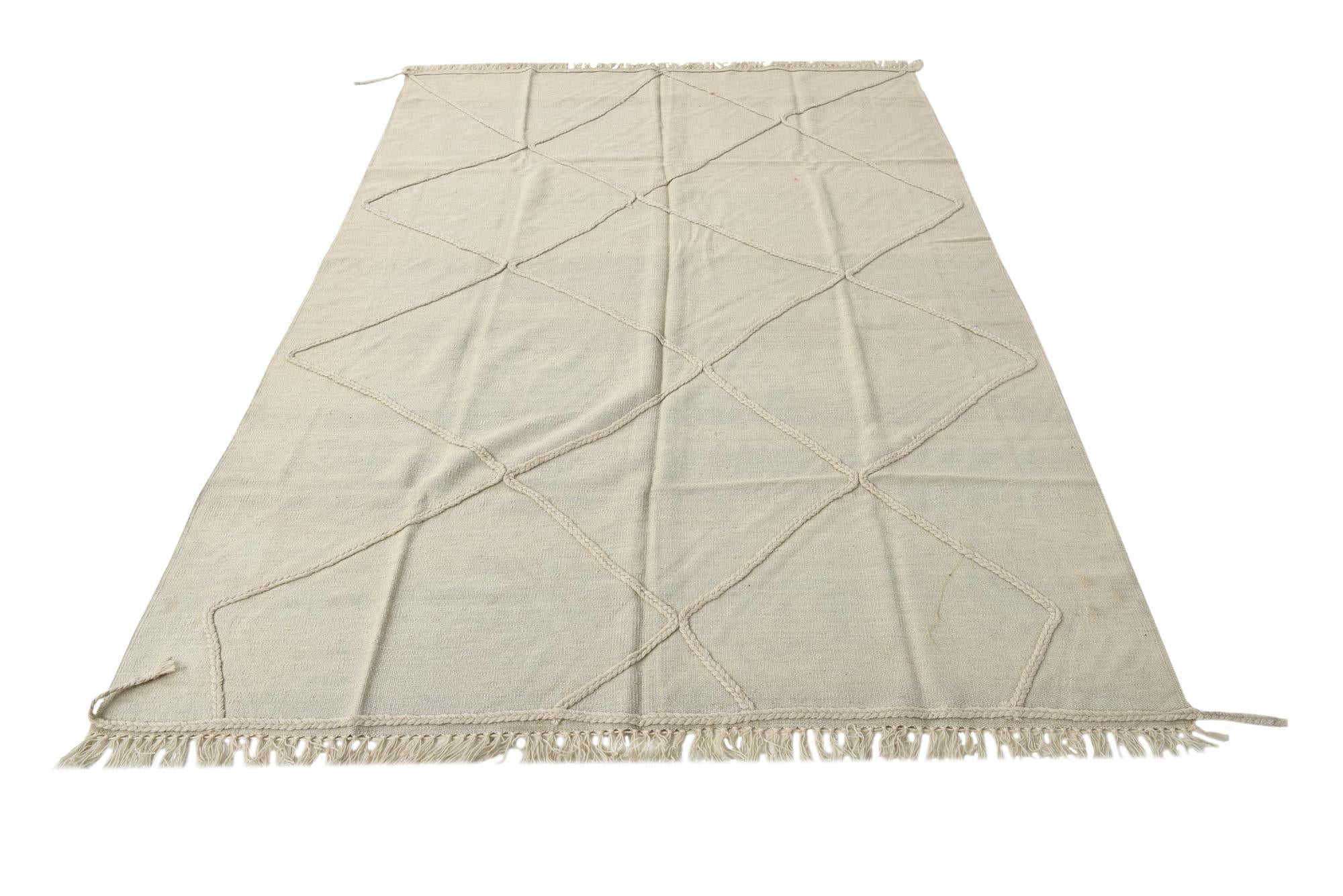5' 7 x 7' 9 Hand Woven Kilim Modern Wool Rug