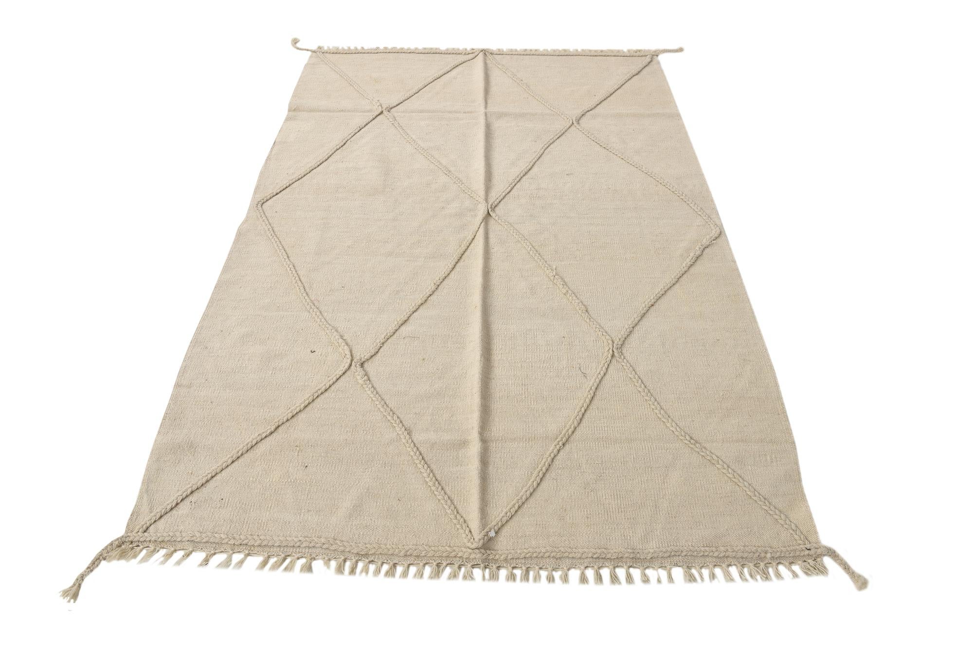 4' 1 x 6' 1 Hand Woven Kilim Modern Wool Rug
