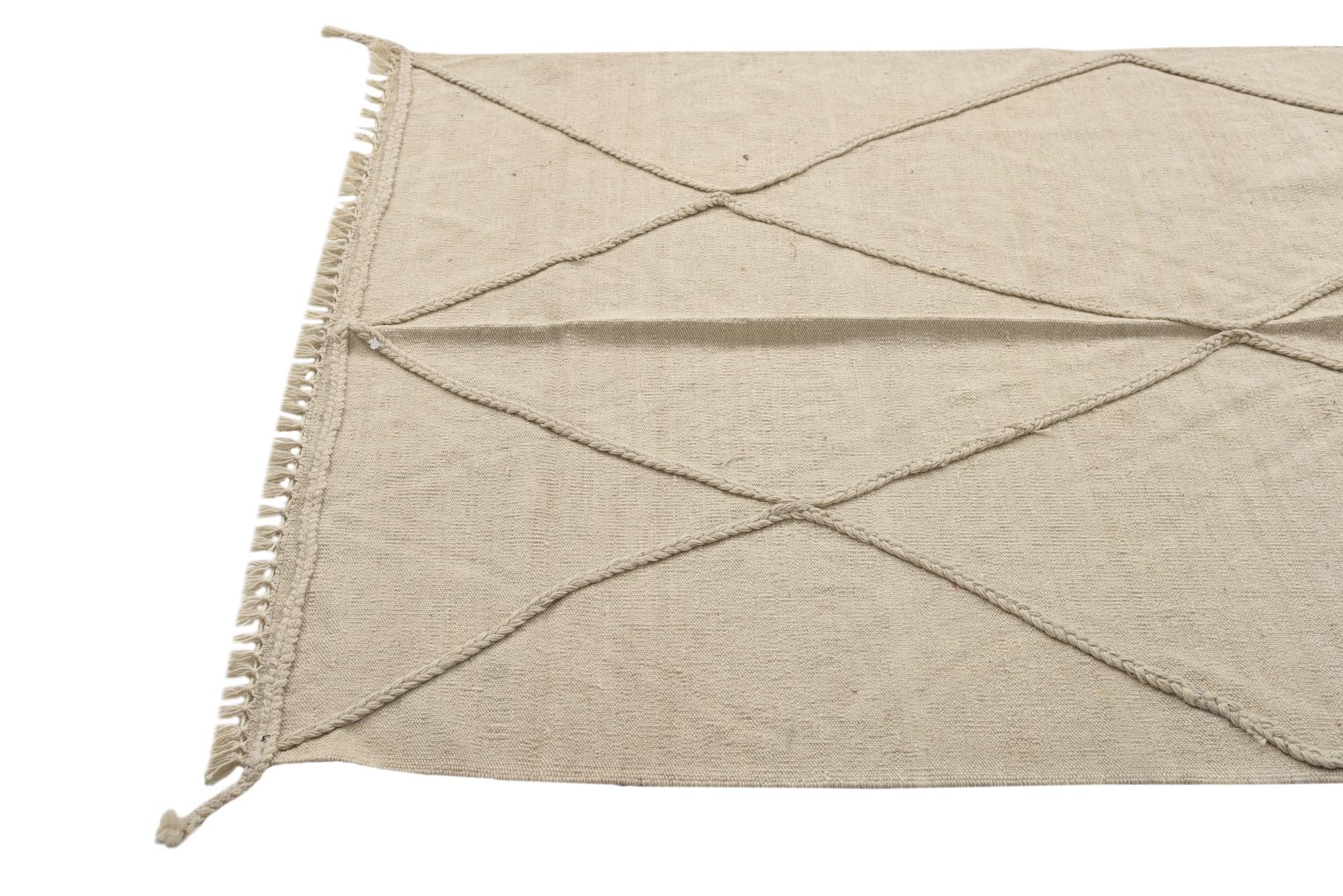 4' 1 x 6' 1 Hand Woven Kilim Modern Wool Rug