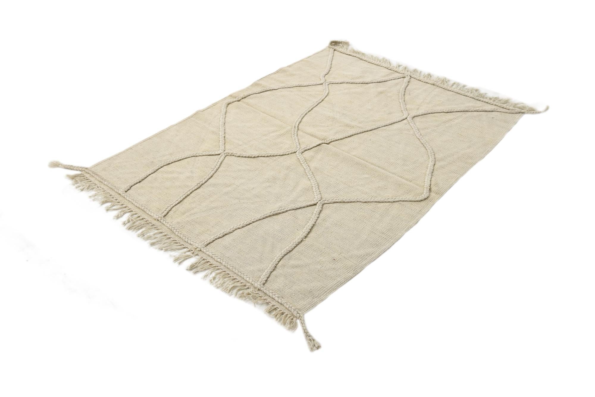 3' 4 x 4' 7 Hand Woven Kilim Modern Wool Rug