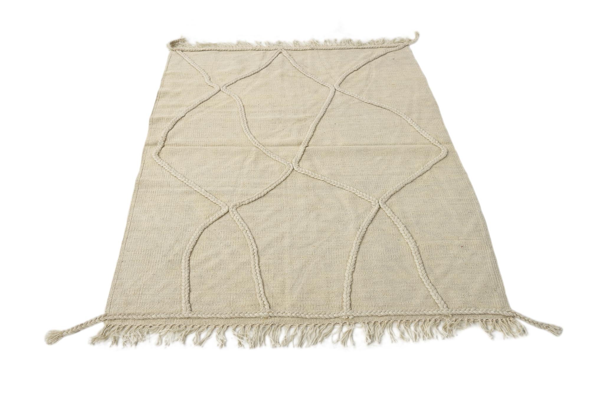 3' 4 x 4' 7 Hand Woven Kilim Modern Wool Rug