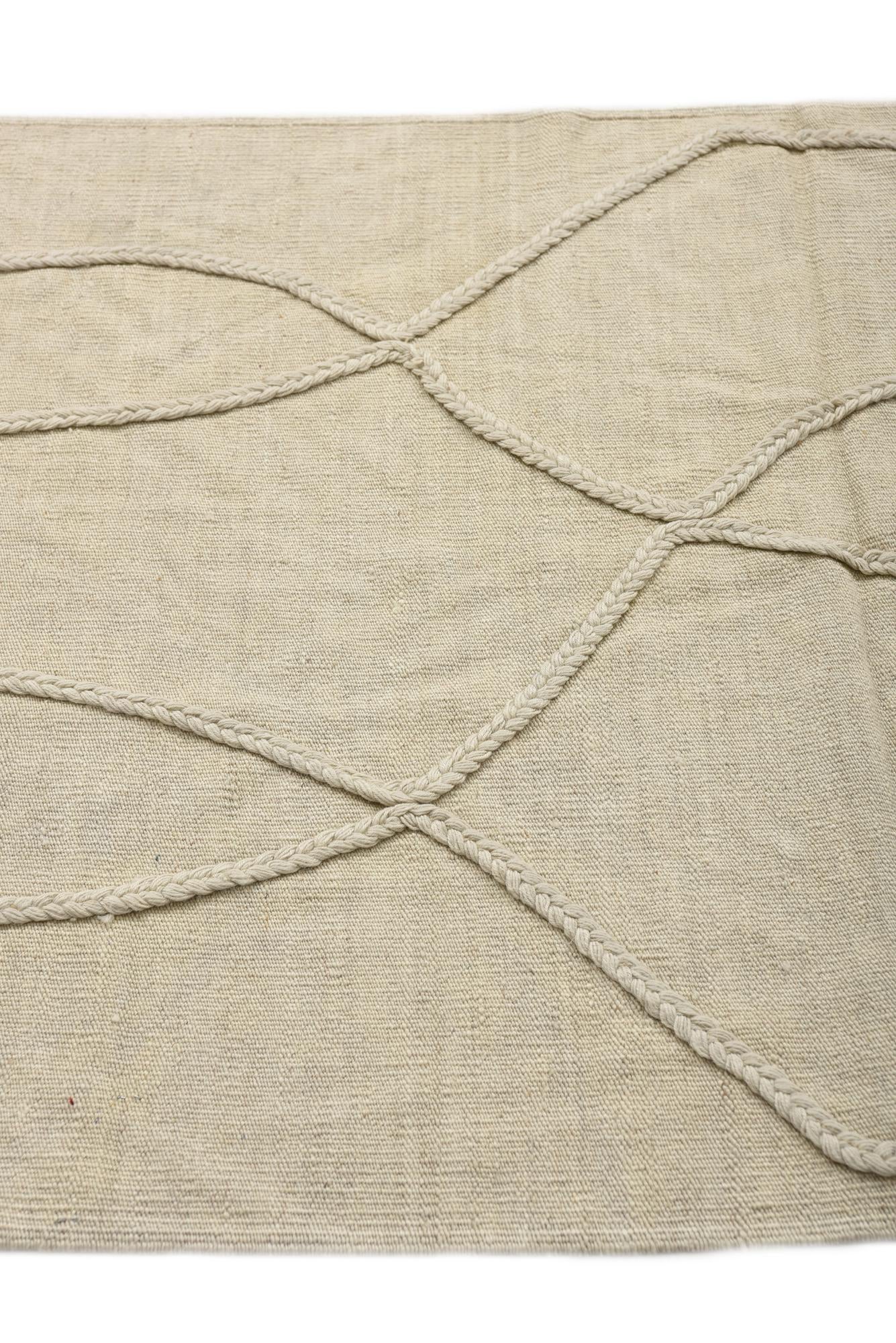 3' 4 x 4' 7 Hand Woven Kilim Modern Wool Rug