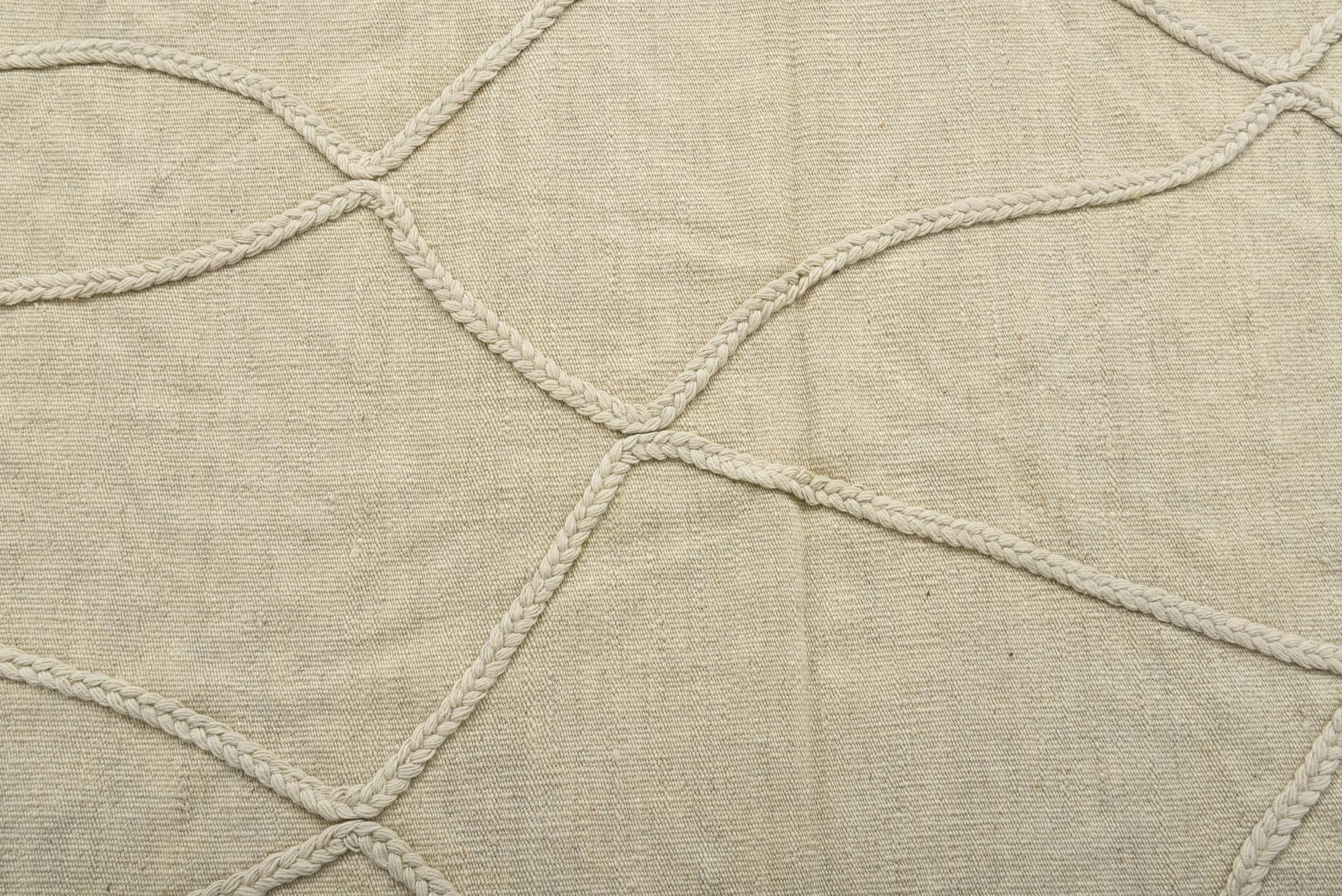 3' 4 x 4' 7 Hand Woven Kilim Modern Wool Rug