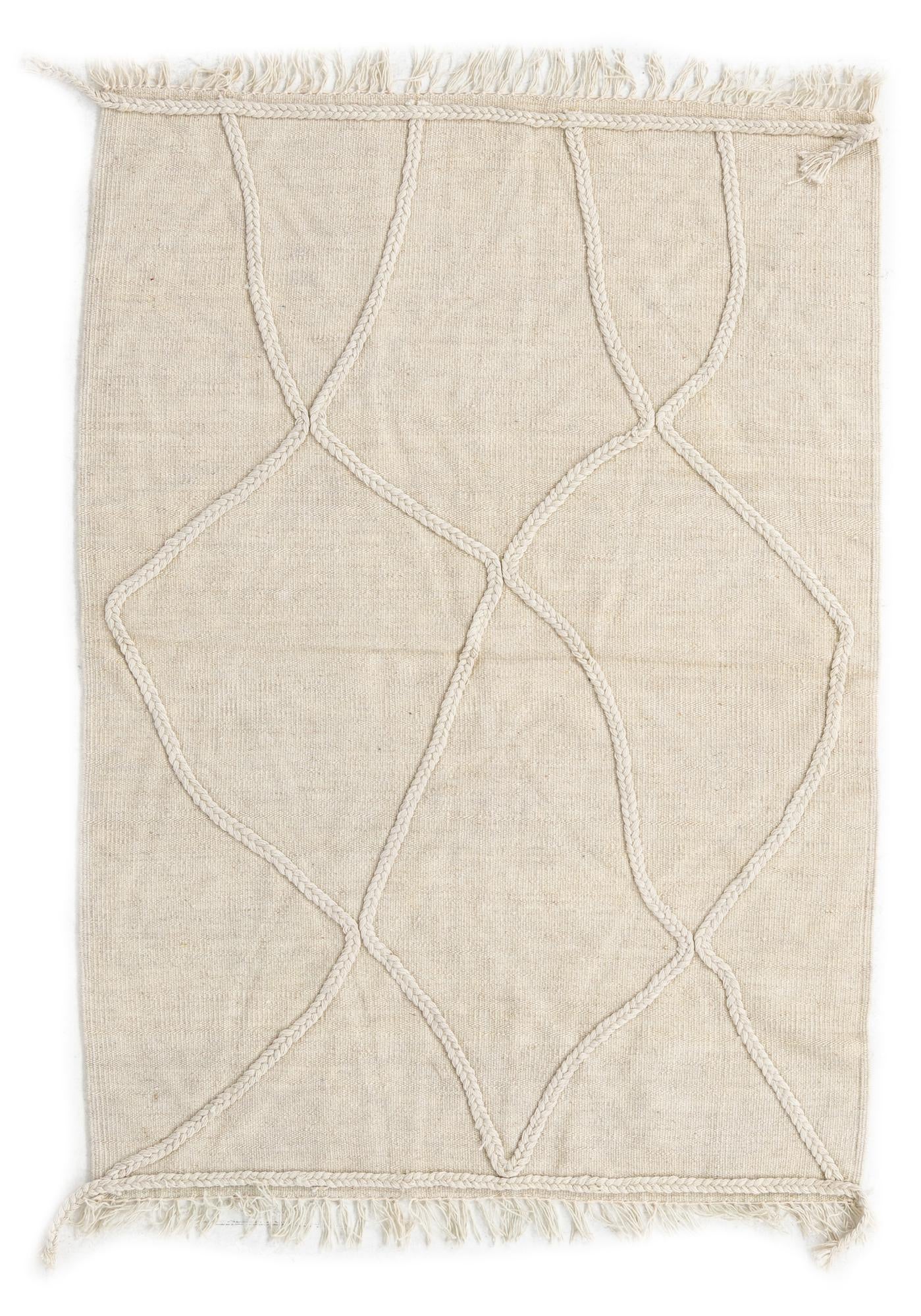 3' 4 x 4' 7 Hand Woven Kilim Modern Wool Rug