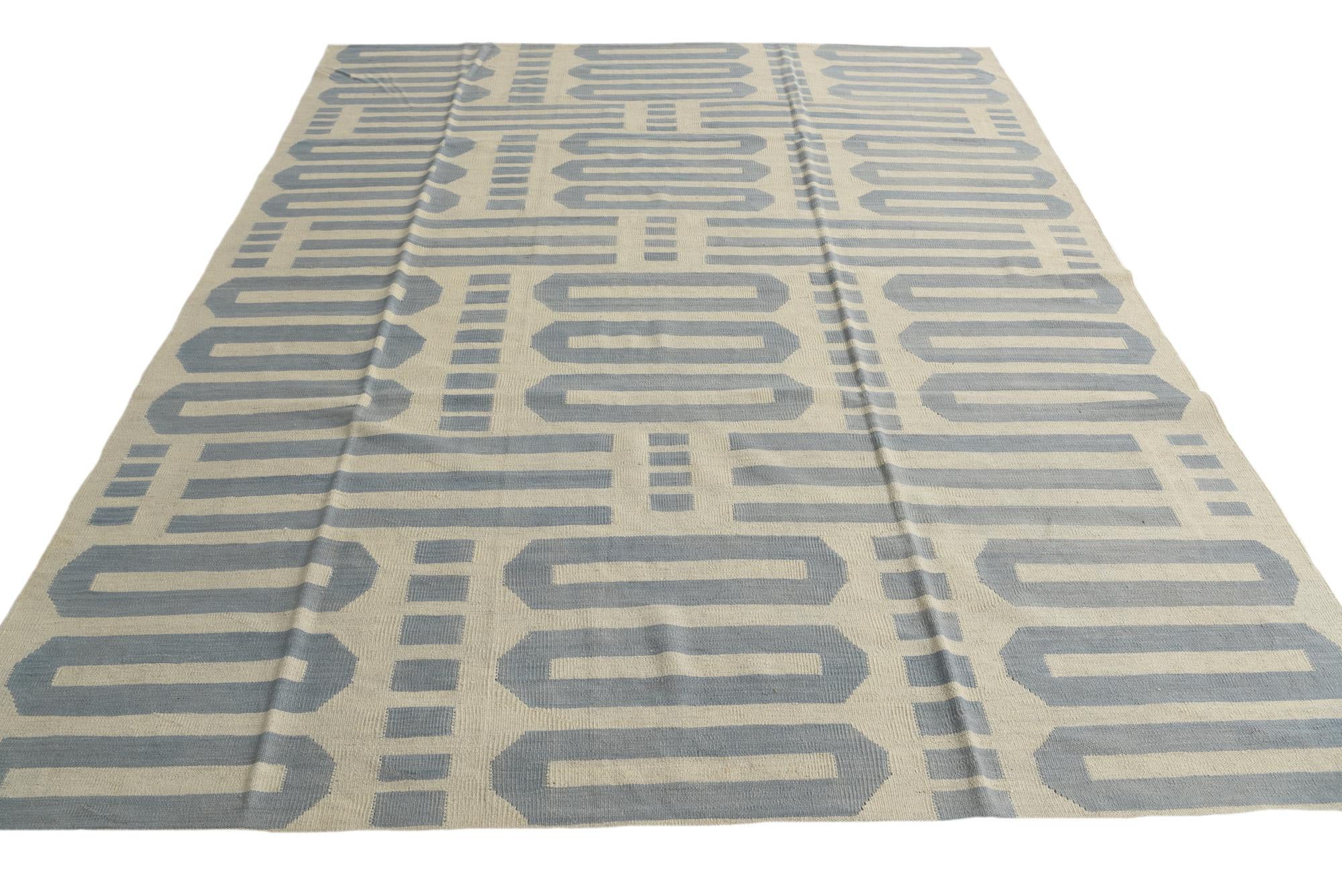 8' 2 x 10' Hand Woven Kilim Modern Wool Rug