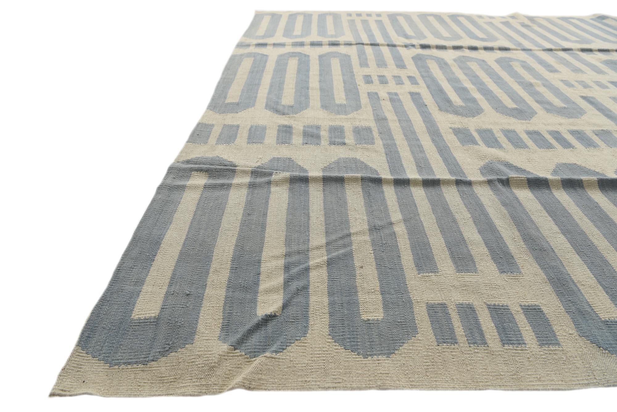 8' 2 x 10' Hand Woven Kilim Modern Wool Rug