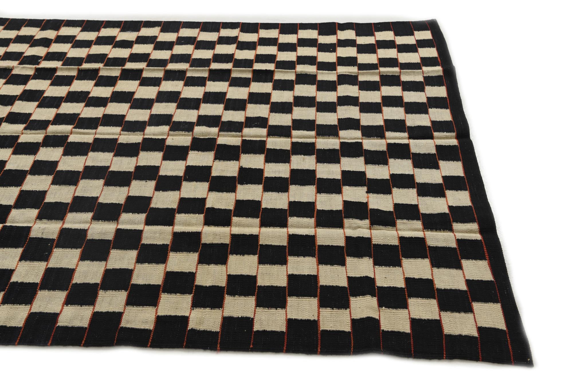 4' 9 x 6' 5 Hand Woven Kilim Modern Wool Rug