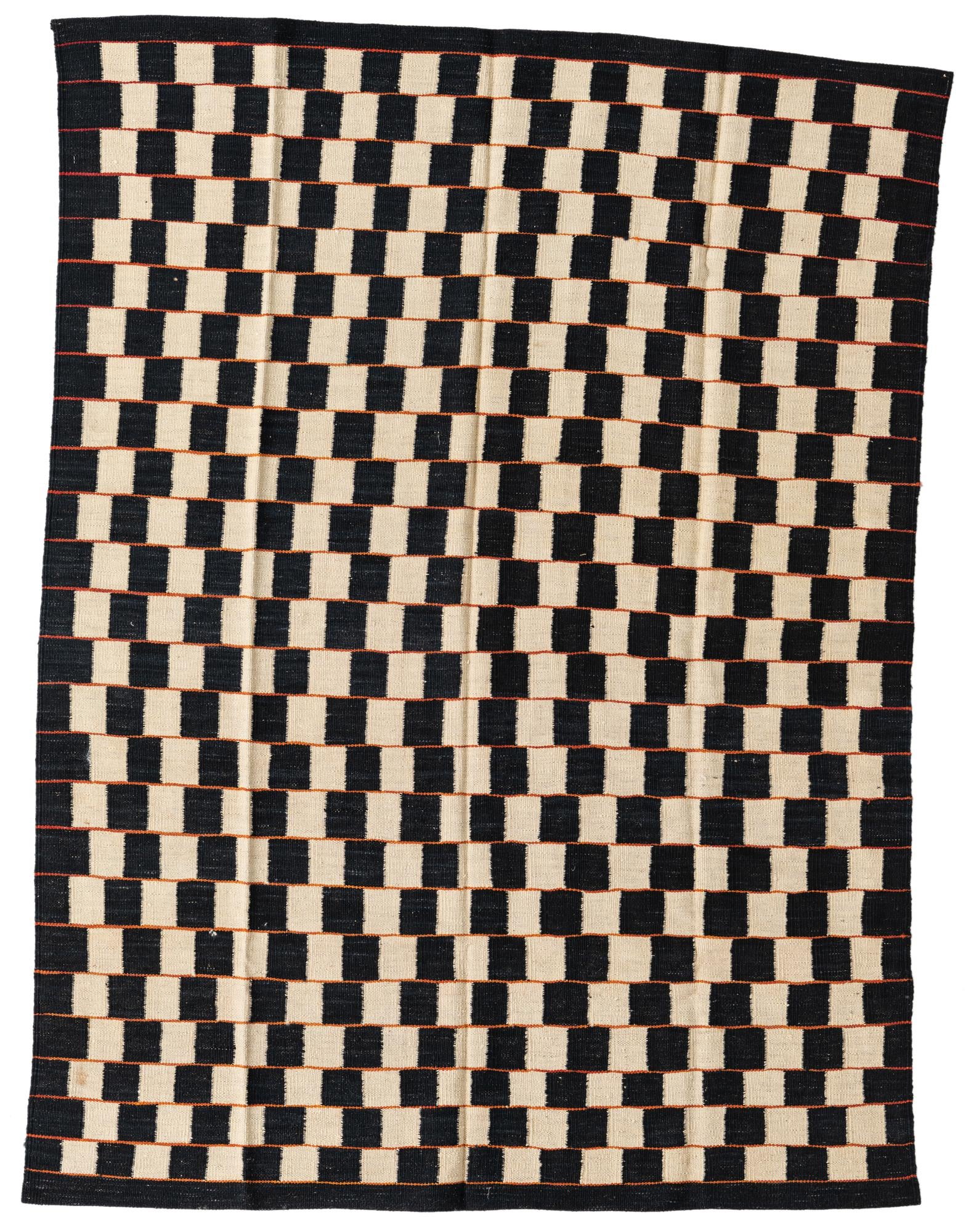 4' 9 x 6' 5 Hand Woven Kilim Modern Wool Rug