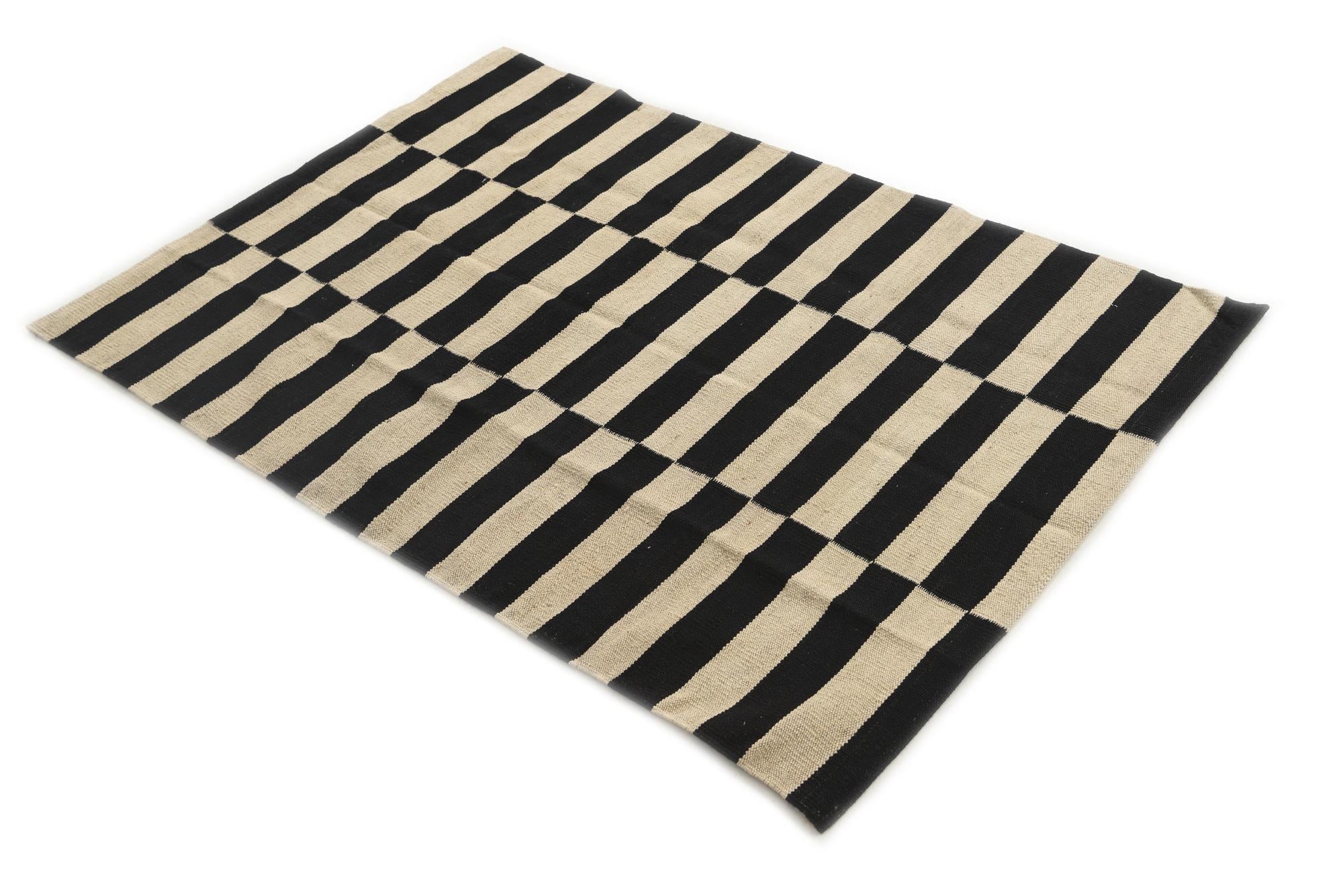 3' 4 x 4' 9 Hand Woven Kilim Modern Wool Rug